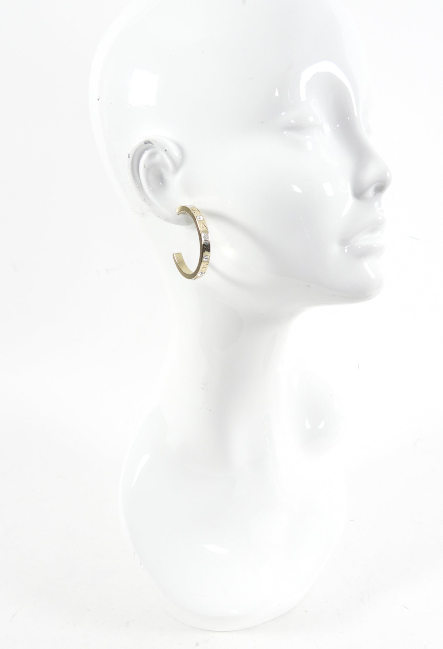 Chanel 21P Light Gold Crystal Logo Hoop Earrings - Luxury Fashion Jewelry for Women, Perfect for Parties, Weddings & Special Occasions