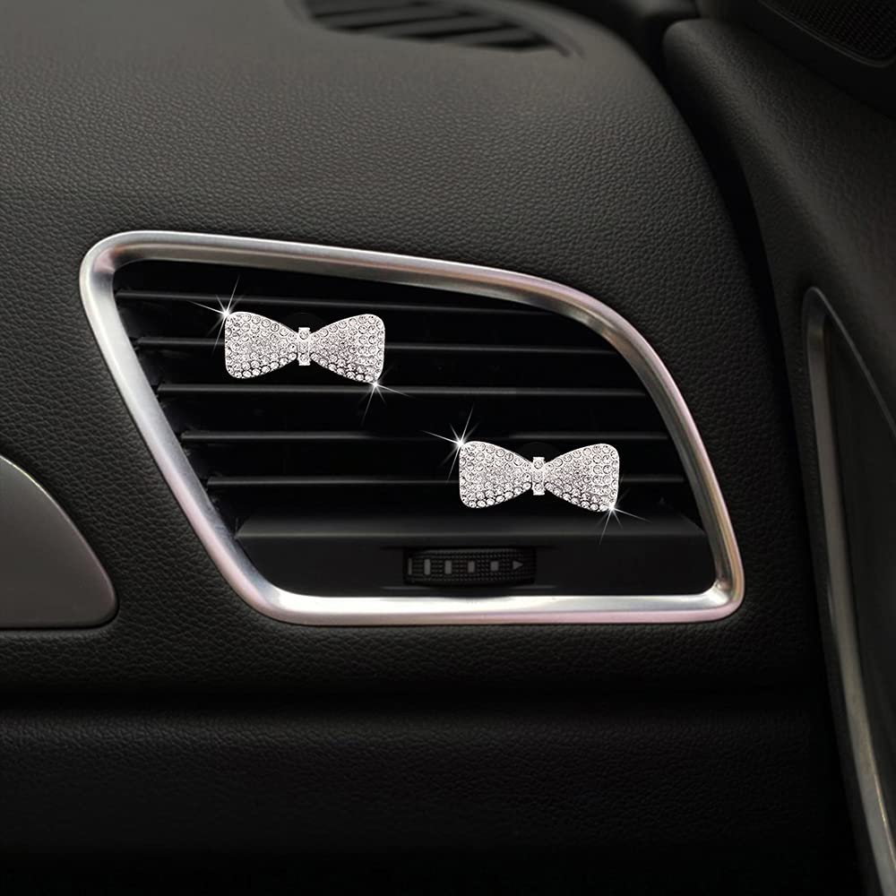 TZnyly Car Air Freshener Vent Clip - 2 Pack Bling Bow Decor for Women, Aromatherapy Scented Accessories | Perfect for Car, Office & Home Décor