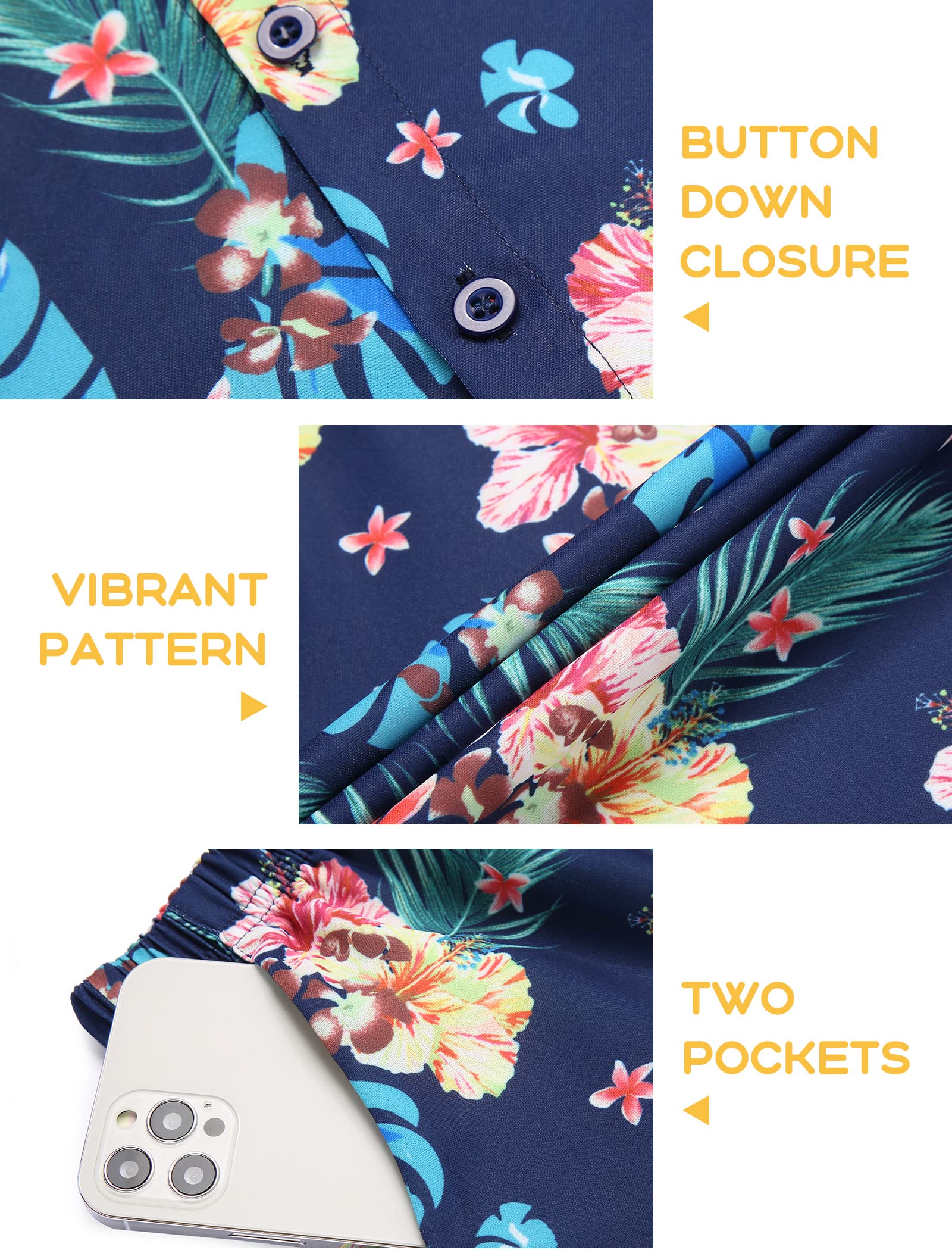 Arshiner Boys 2-Piece Hawaiian Outfit Set - Button Down Shirt & Shorts for Summer Beach Vacation | Tropical Casual Wear for Kids Ages 4-12 | Perfect for Pool Parties, Family Trips & Outdoor Adventures
