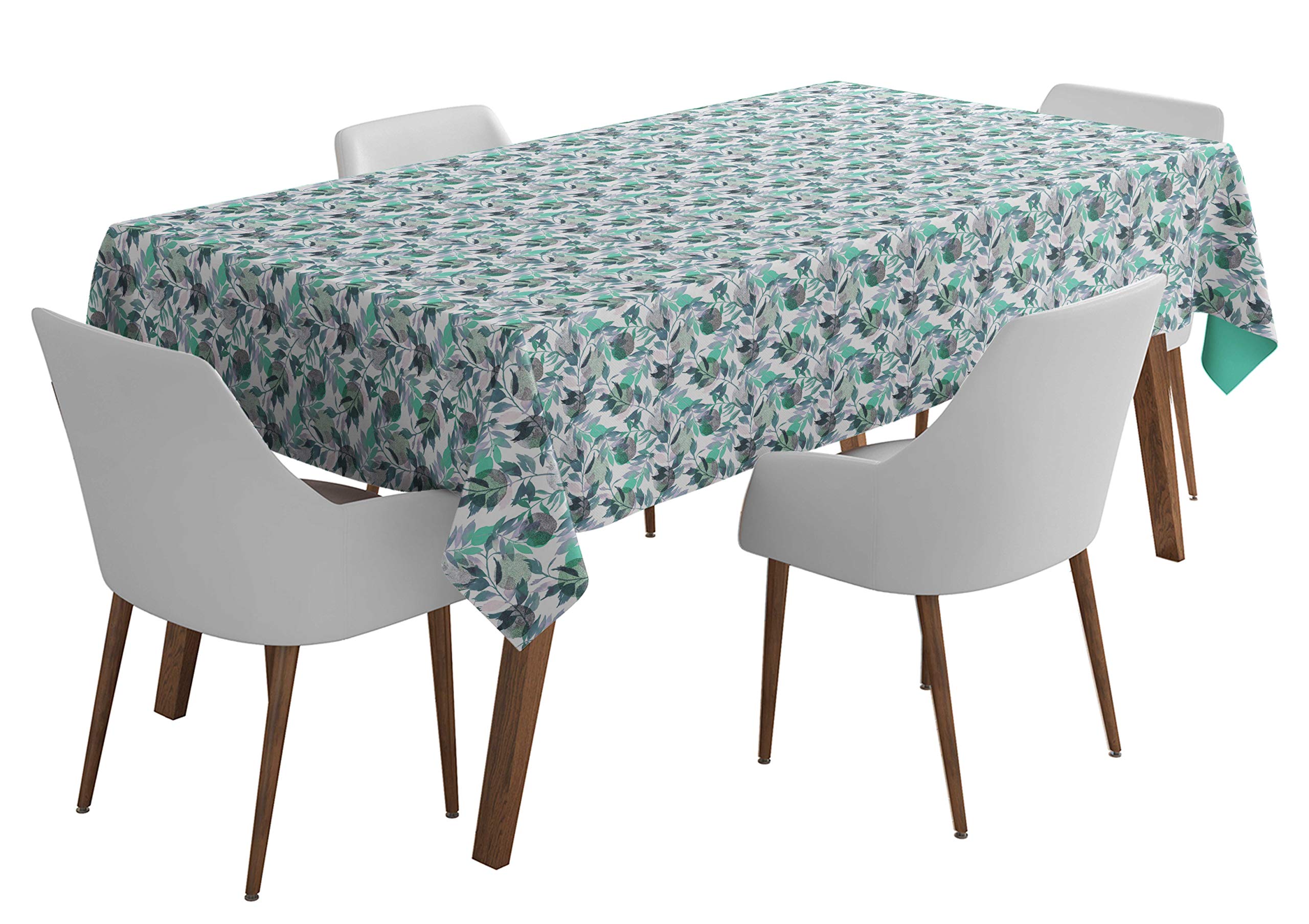 Stylish Green Leaves Printed Tablecloth 80x80 Inches - Elegant Dining Table Linen Cover for Home Decor, Perfect for Dinner Parties & Outdoor Picnics