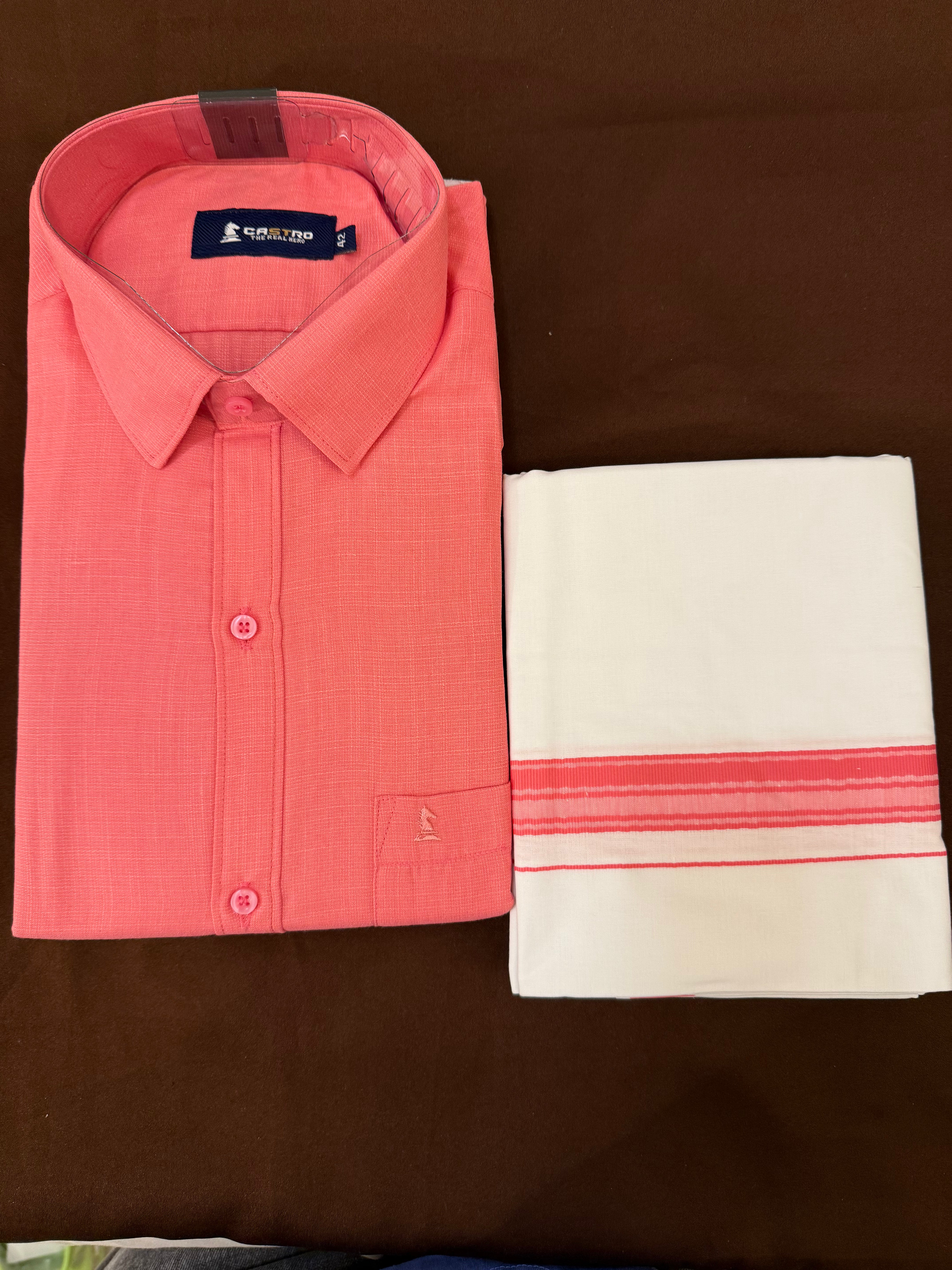 Stylish Light Pink Men's Cotton Shirt with Embroidered Border - Perfect for Casual Wear, Festivals & Weddings