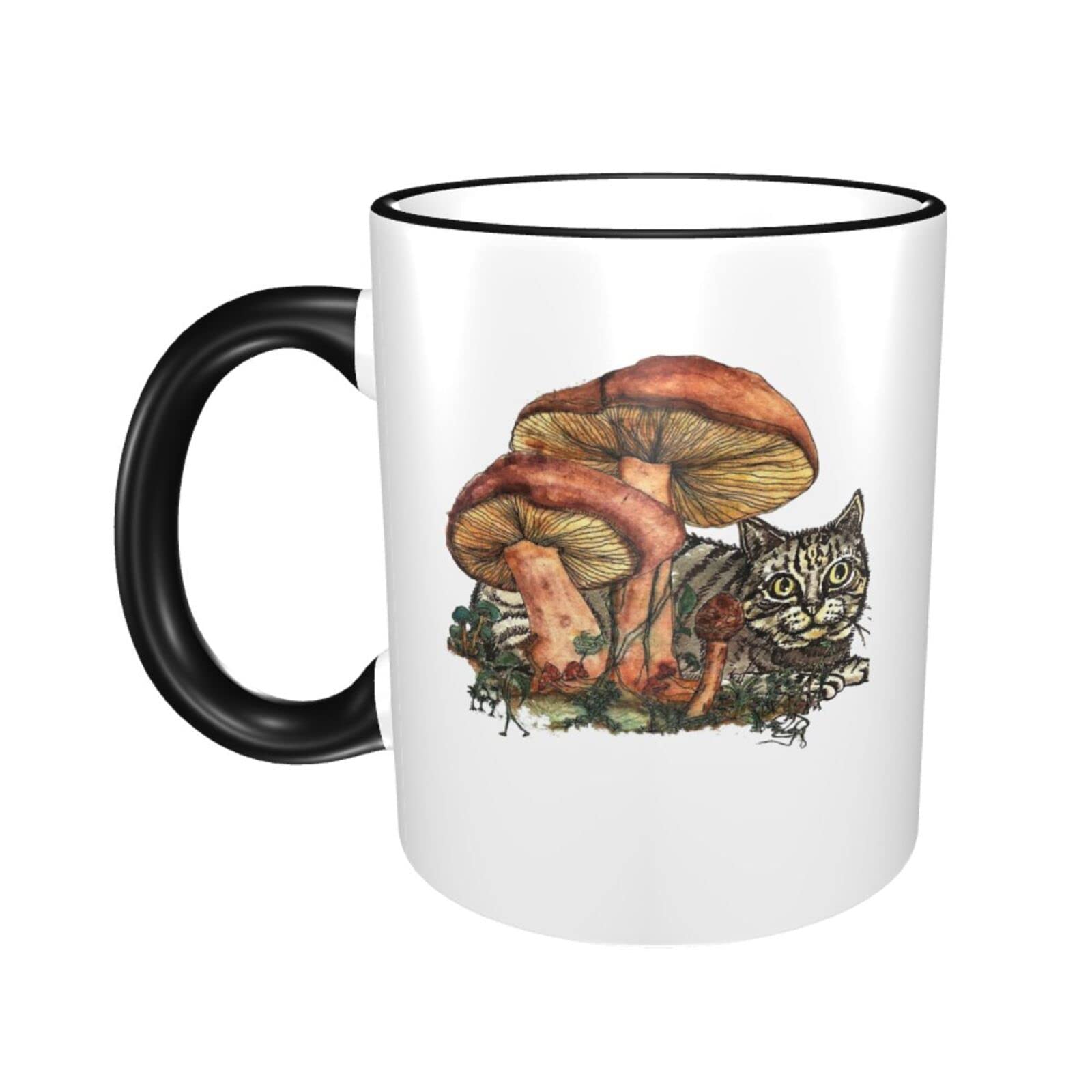 Organic Mushroom-Shaped Ceramic Coffee Mug - Glossy Black Novelty Tea Cup for Mushroom Lovers - Perfect for Herbal Tea, Coffee & Hot Chocolate at Home/Office/Camping