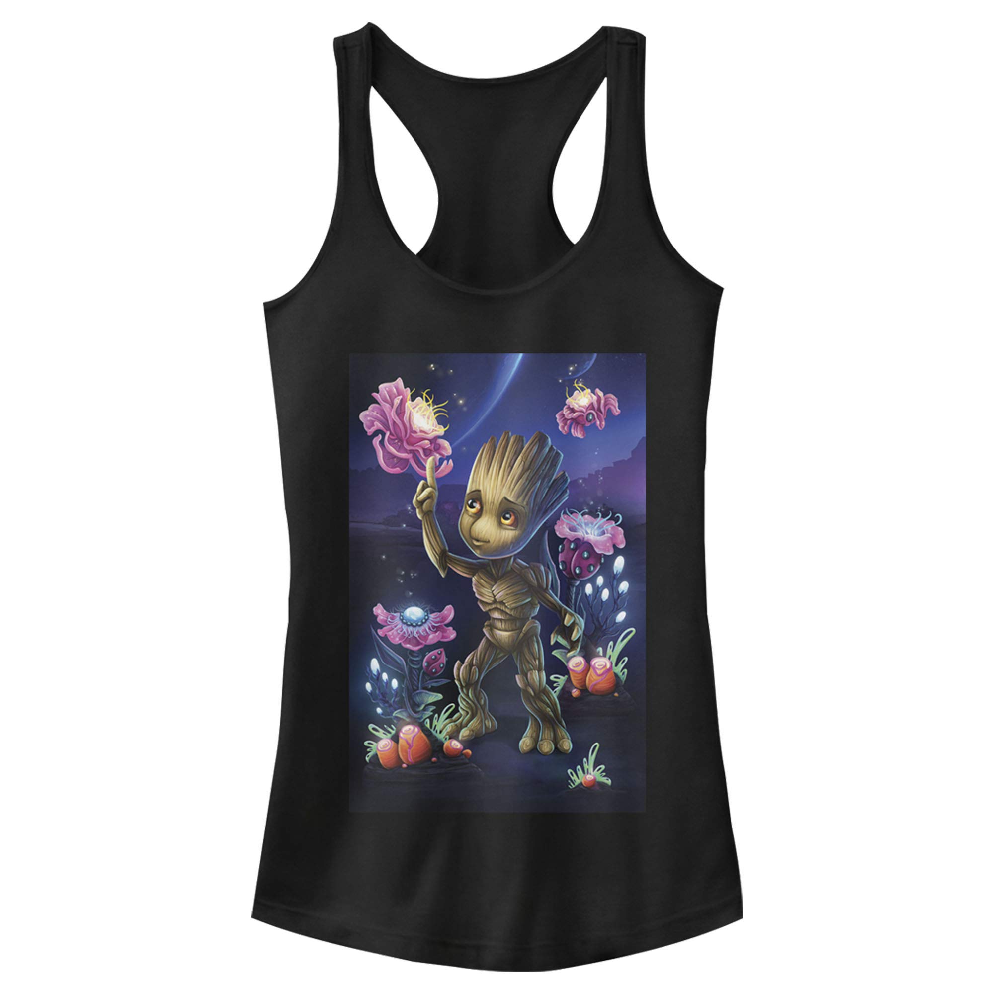 Marvel Classic Groot Plants Women's Racerback Tank Top - Soft Cotton Graphic Tee for Women, Cute Superhero Shirts - Perfect for Cosplay, Comic Con & Casual Wear