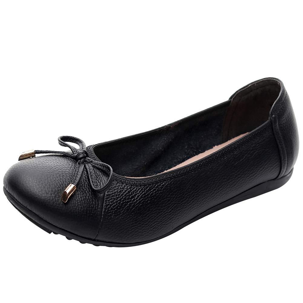 Rismart Women's Ballet Flats - Foldable Comfortable Round Toe Slip-On Shoes with Bow Tie for Work, Travel & Casual Wear | Lightweight Walking Shoes for Women