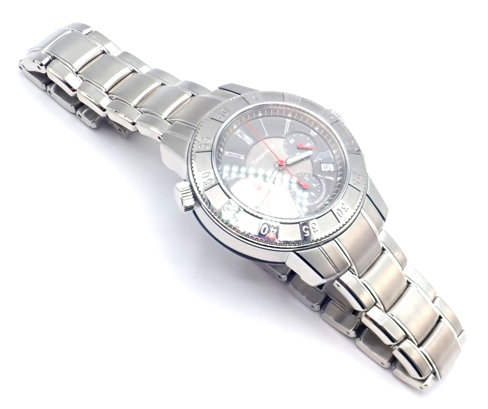 Authentic Tiffany & Co Mark T 57 Stainless Steel Chronograph Automatic Watch for Men - Luxury Dress Watch for Business, Formal Events & Special Occasions