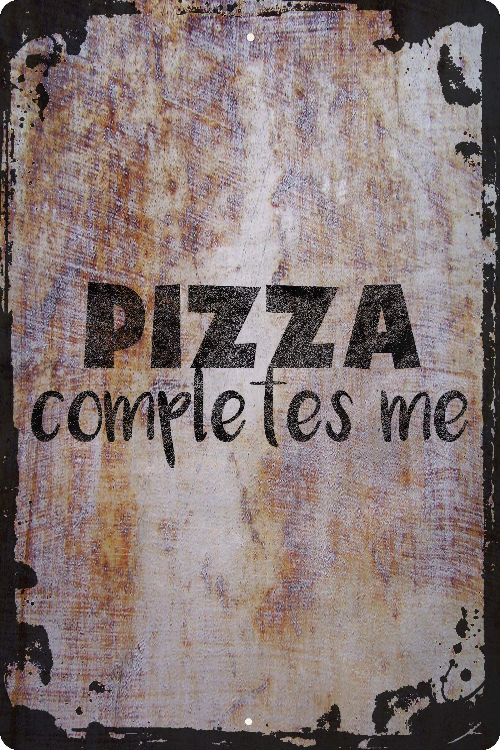 Funny Italian Pizza Wall Sign - 'Pizza Completes Me' Decorative Art for Kitchen, Dining Room & Pizza Lovers - Unique Gift for Foodies & Home Decor