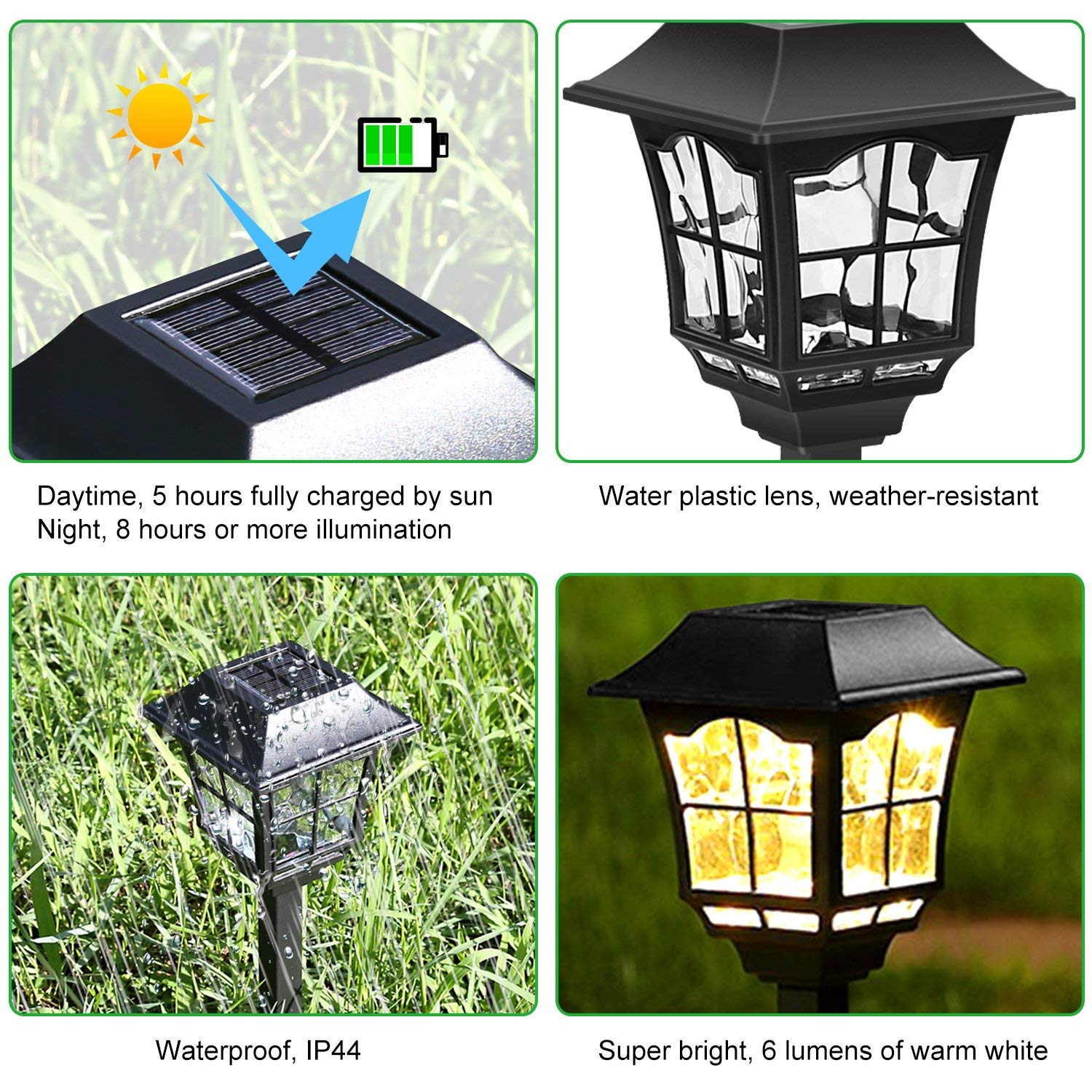 6 Pack Solar Pathway Lights Outdoor - Super Bright Waterproof & Corrosion Resistant Solar Garden Lights for Yard, Patio, Walkway, Driveway, Sidewalk, Lawn - Perfect for Landscape Lighting & Nighttime Safety