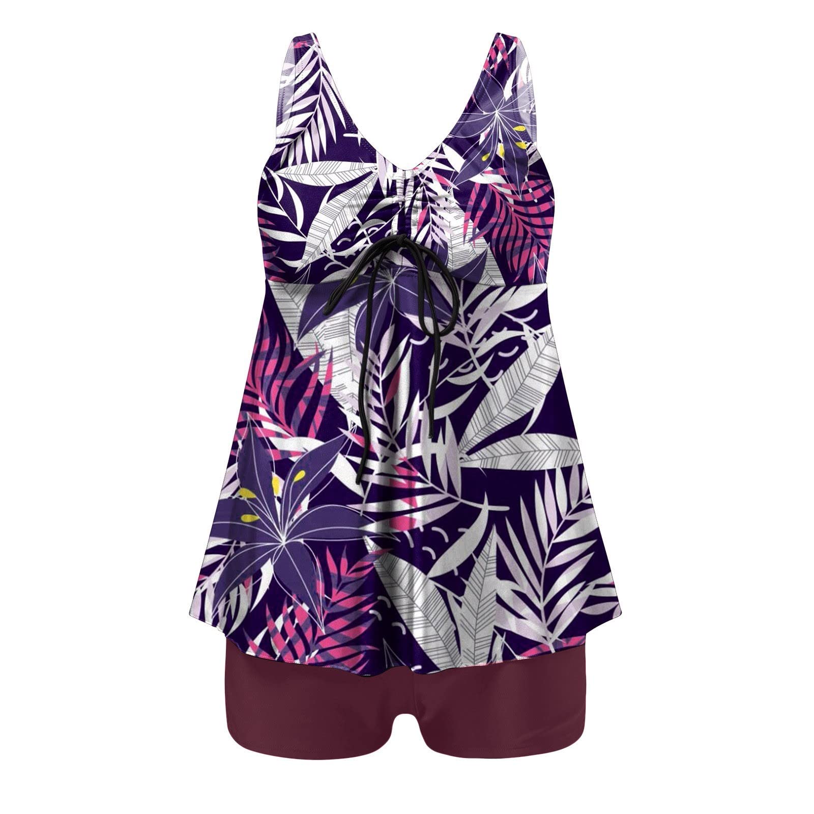 Women's Underwire Swimsuits with Boyshorts - Tummy Control Two-Piece Flowy Tankini Top for Swimming & Beachwear | Perfect for Pool, Vacation & Summer Activities