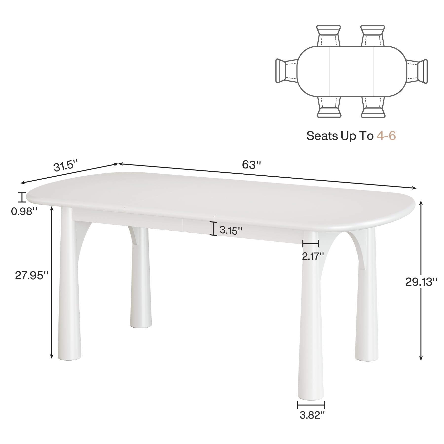 Tribesigns 63 Inch Oval Conference Table for 6 People - Solid Wood Legs Modern Office Desk for Meeting Rooms, Home Offices & Coworking Spaces - Cream White Finish