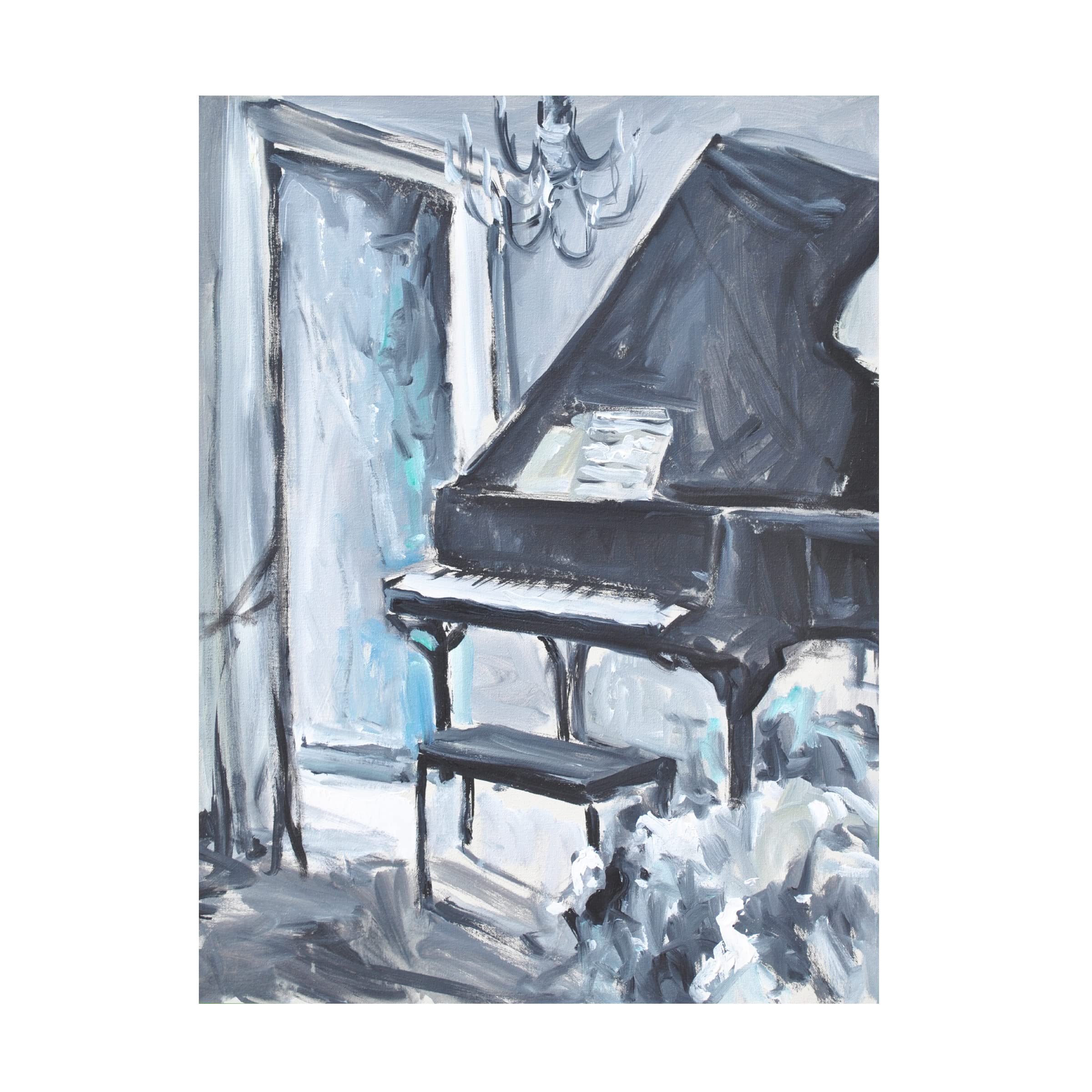 Trademark Fine Art 'Piano Blues I' Canvas Wall Art by Allayn Stevens - Jazz Music Decor for Living Room, Bedroom & Office