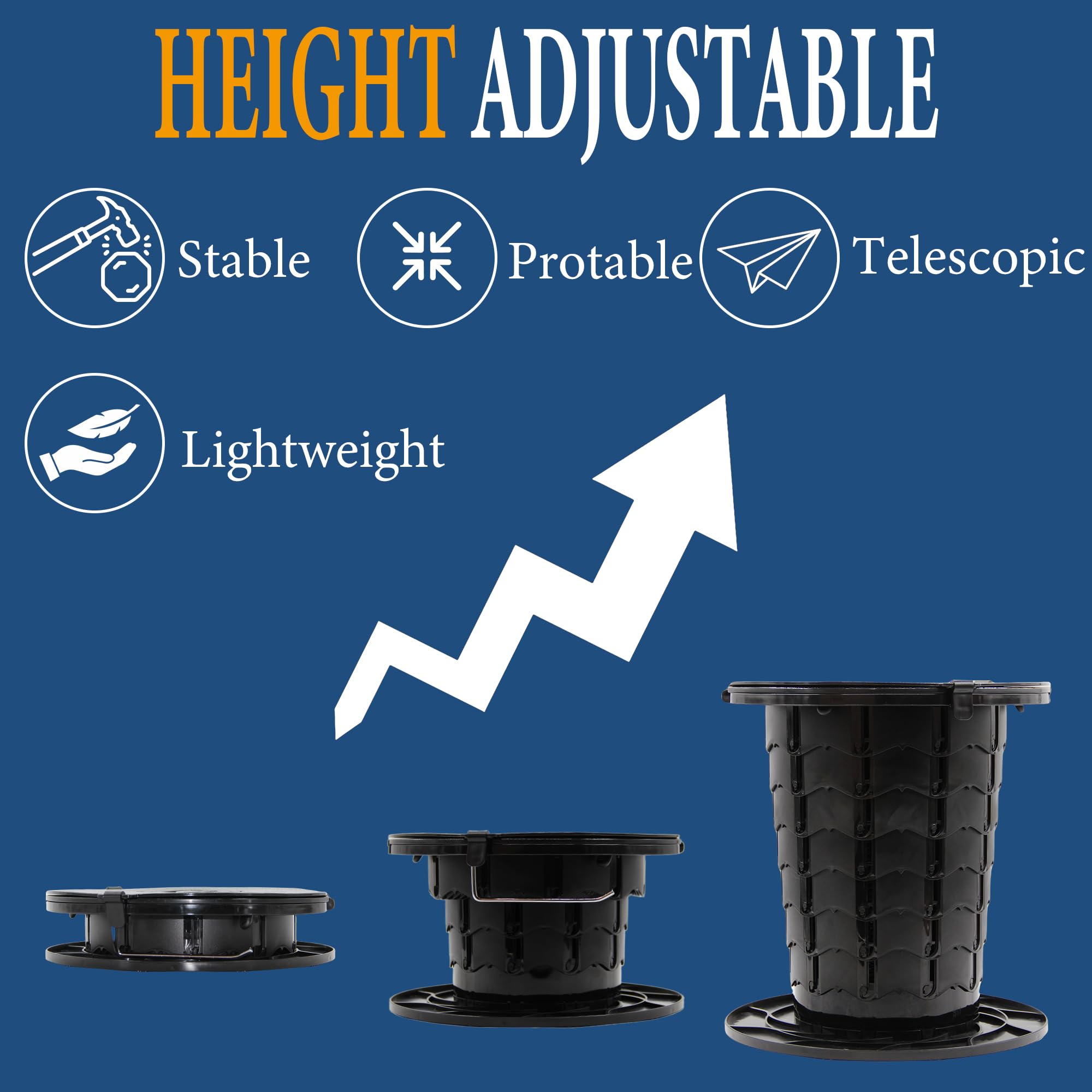 Upgraded Retractable Portable Toilet with Cushion - Adjustable Height Camping Toilet with Paper Holder | Lightweight Travel Potty for Camping, Hiking, RV, Boat, Emergency & Outdoor Adventures