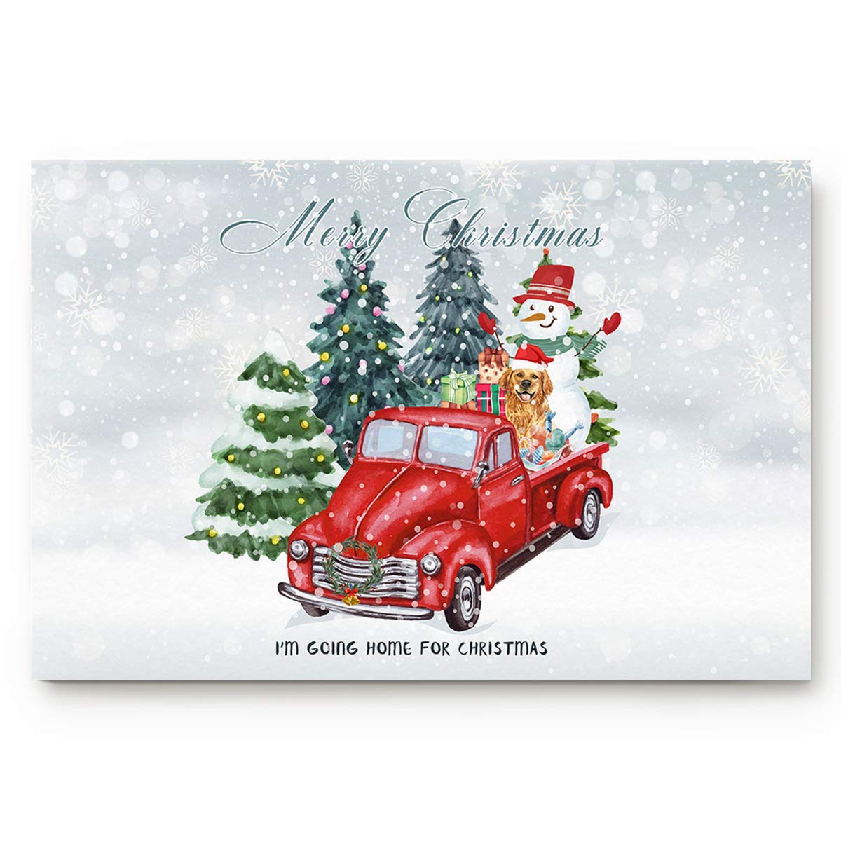 Non-Slip Christmas Welcome Mat - 'I'm Going Home for Christmas' Truck Snowman Design, 16