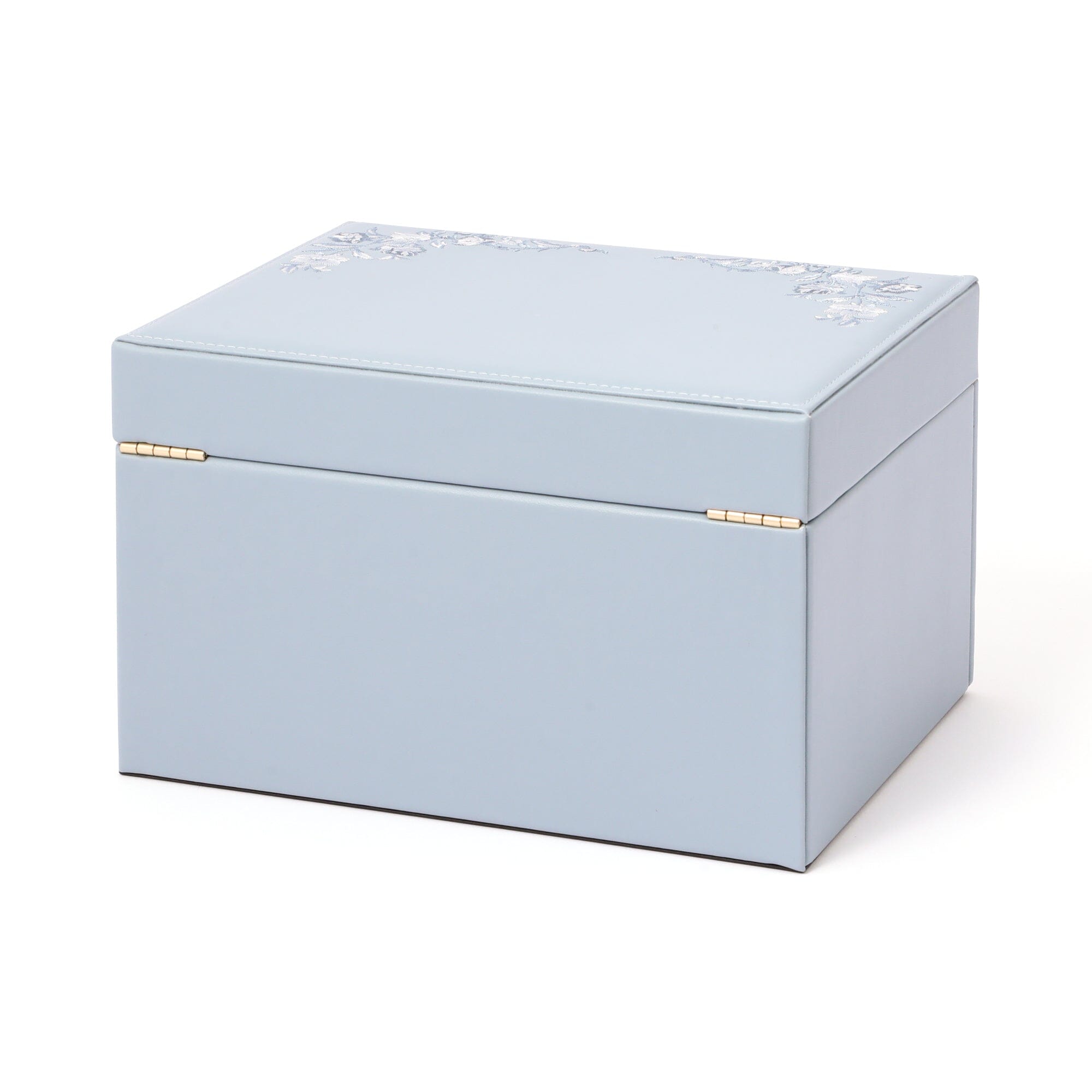 Exquisite Large Blue Embroidery Flower Jewelry Box - Perfect for Organizing Necklaces, Rings & Earrings - Elegant Home Decor & Gift Idea