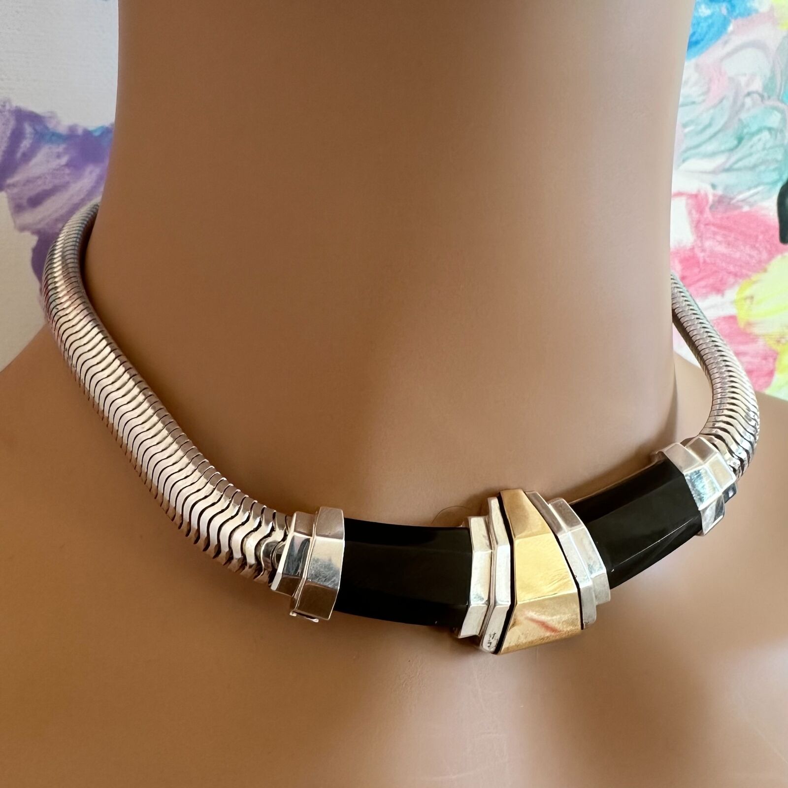 Authentic Vintage Cartier 18k Yellow Gold & Silver Art Deco Onyx Necklace | Luxury Jewelry for Women | Perfect for Weddings, Parties & Special Occasions
