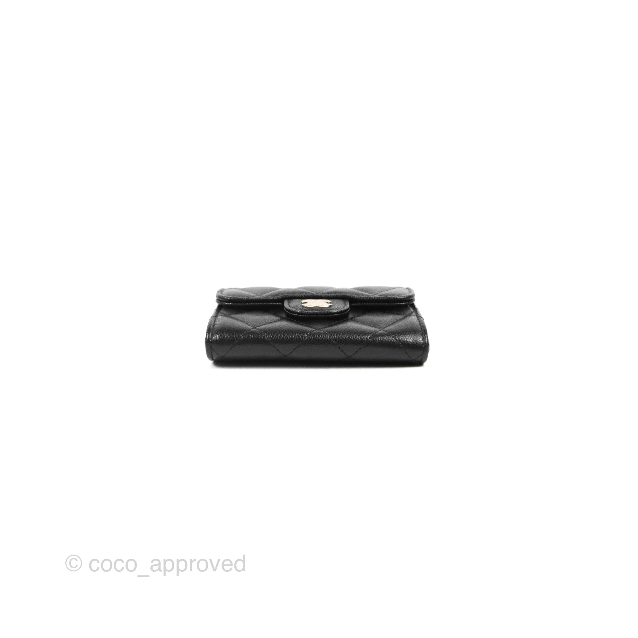 Chanel Classic Flap Coin Purse - Black Caviar Leather with Gold Hardware | Luxury Compact Wallet for Women | Perfect for Everyday Use & Special Occasions