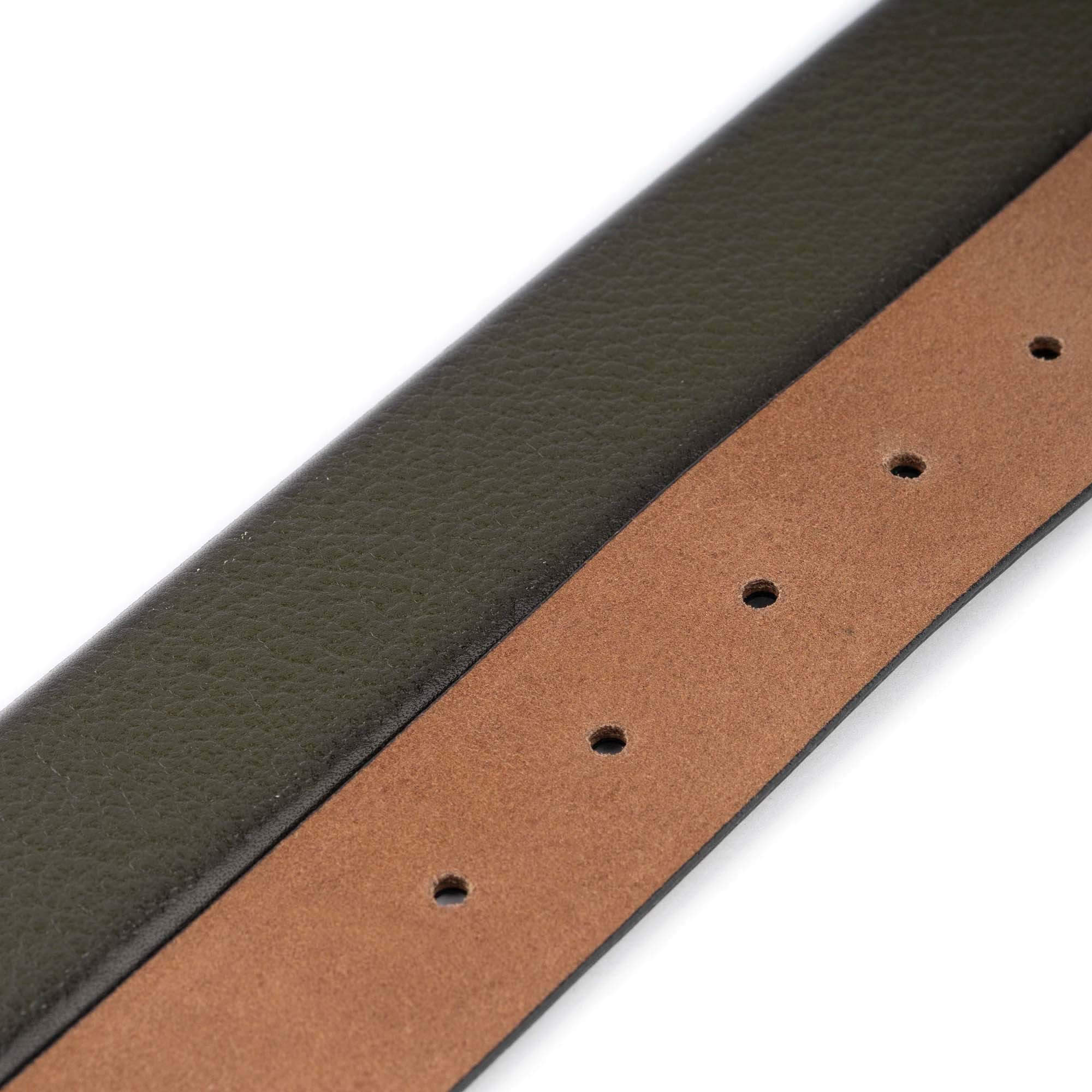 Olive Green Buffalo Leather Belt for Men - Premium Replacement Strap Compatible with Cartier Buckles | Durable Dress Belt for Business, Casual & Formal Occasions