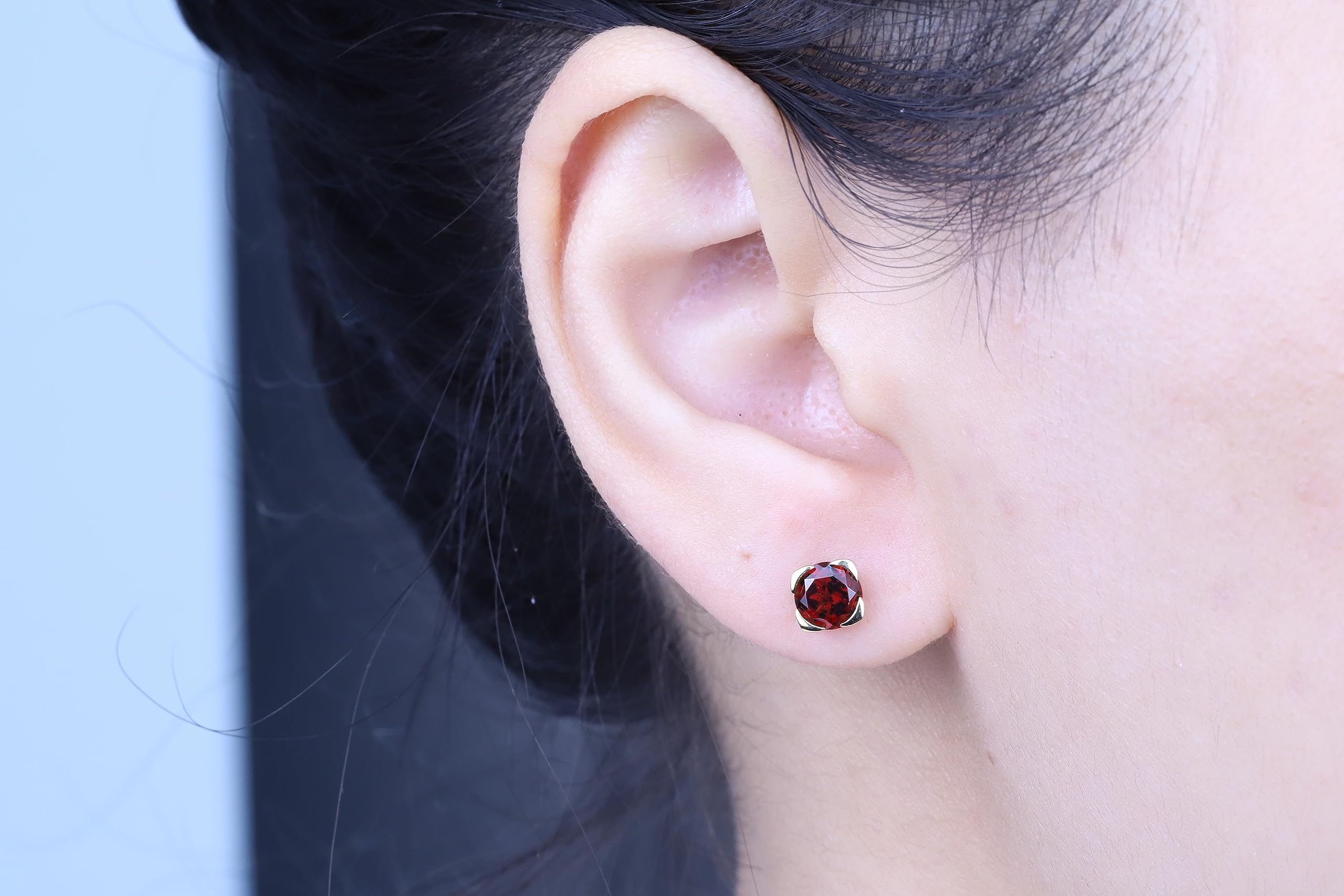 10K Yellow Gold Genuine Ruby Stud Earrings for Women | Round Cut Ethical Ruby Jewelry | Handcrafted Holiday Gift for Her | Perfect for Christmas, Birthday & Anniversary Gifts | Elegant Everyday Wear & Special Occasions