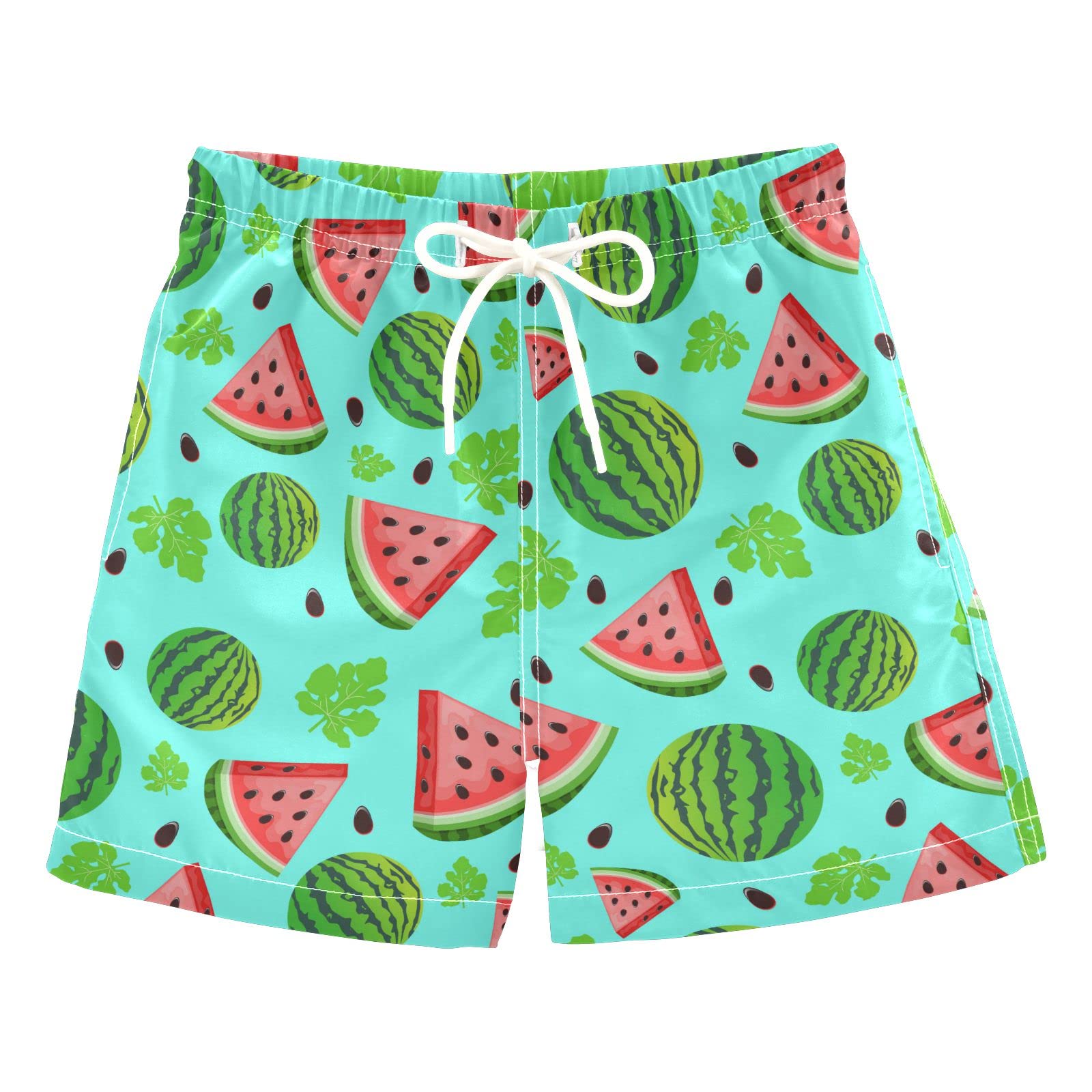 Boys' Watermelon Print Swim Trunks - Toddler 3T Palm Leaf Swimwear for Summer Beach & Pool | Quick-Dry Bathing Suits for Kids