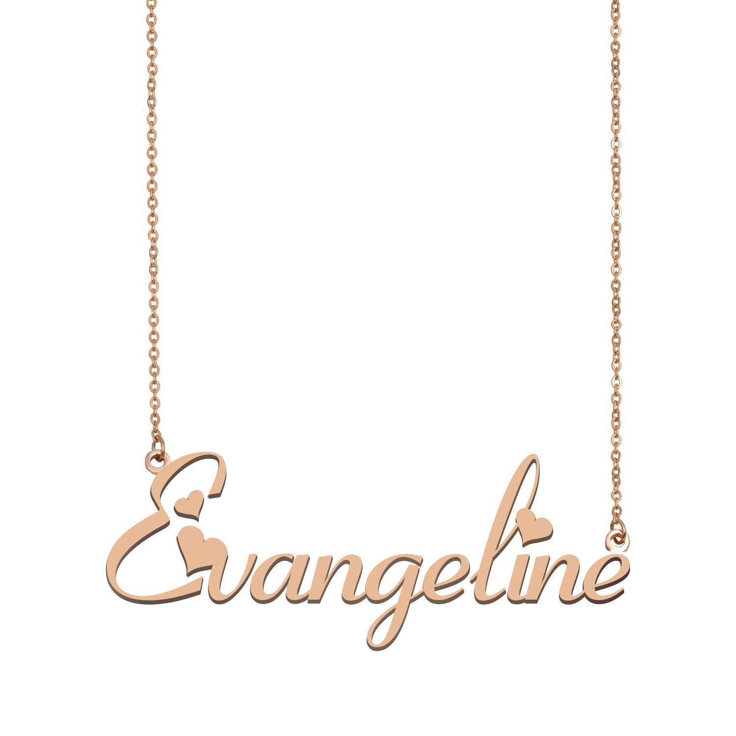 Customized MoShelly Girls Name Necklace - Personalized Evangeline Jewelry Gift for Women & Teens | Birthday, Christmas, Anniversary Present | Elegant Layering Necklace for Everyday Wear