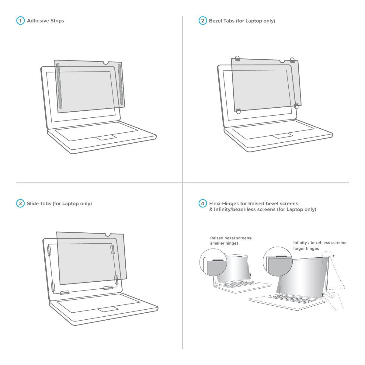 4Vu Anti-Glare Privacy Screen for 14-Inch Widescreen Laptops with Flip Attachment - Perfect for Office, Travel & Public Workspaces