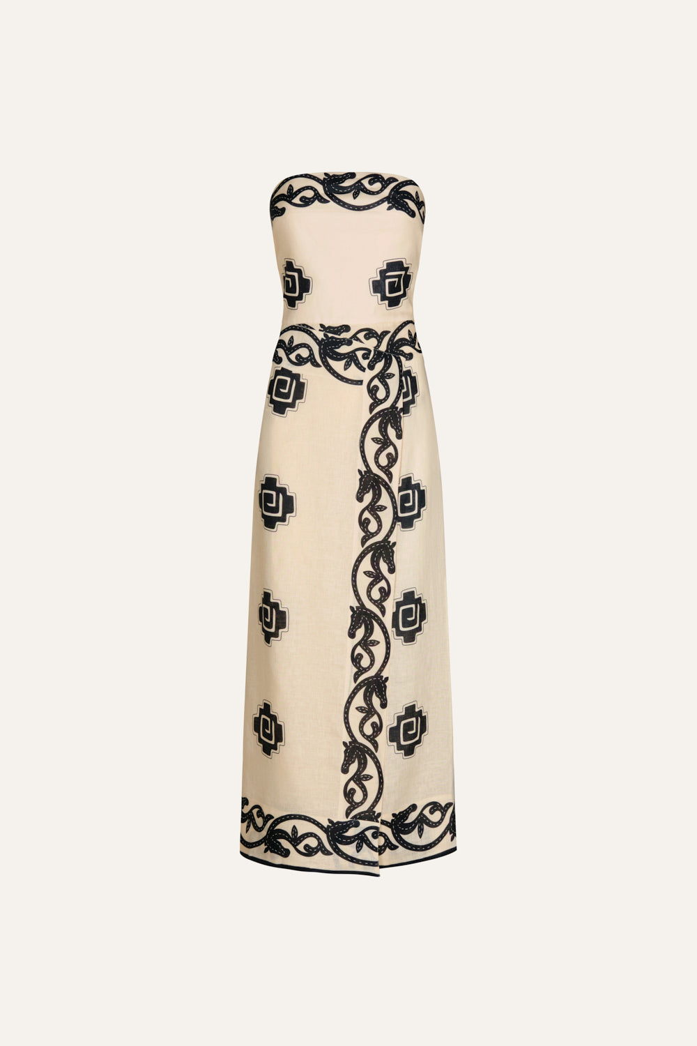 Vintage Ecru Linen Dress for Women - Boho Chic Maxi Dress for Summer, Beach, and Casual Outings