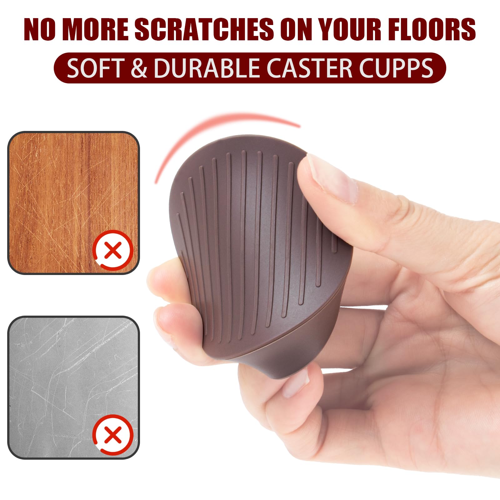 2-Pack Non-Slip Rubber Caster Cups - Round Furniture Pads with Anti-Skid Grip for Bed, Couch & Chair Legs - Protects Hardwood Floors from Scratches & Damage (4-Piece Set) - Perfect for Home, Office & Dorm Room Furniture Protection