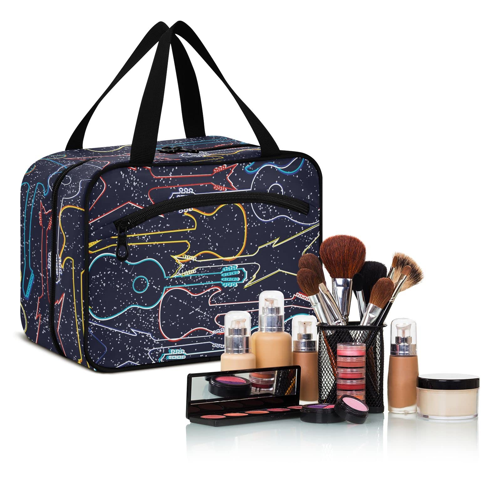 CHIFIGNO Blossoming Almond Tree Travel Toiletry Bag with Hanging Hook - Waterproof Cosmetic Organizer for Makeup Brushes, Shaving Kit & Toiletries - Perfect for Travel, Gym & Daily Use
