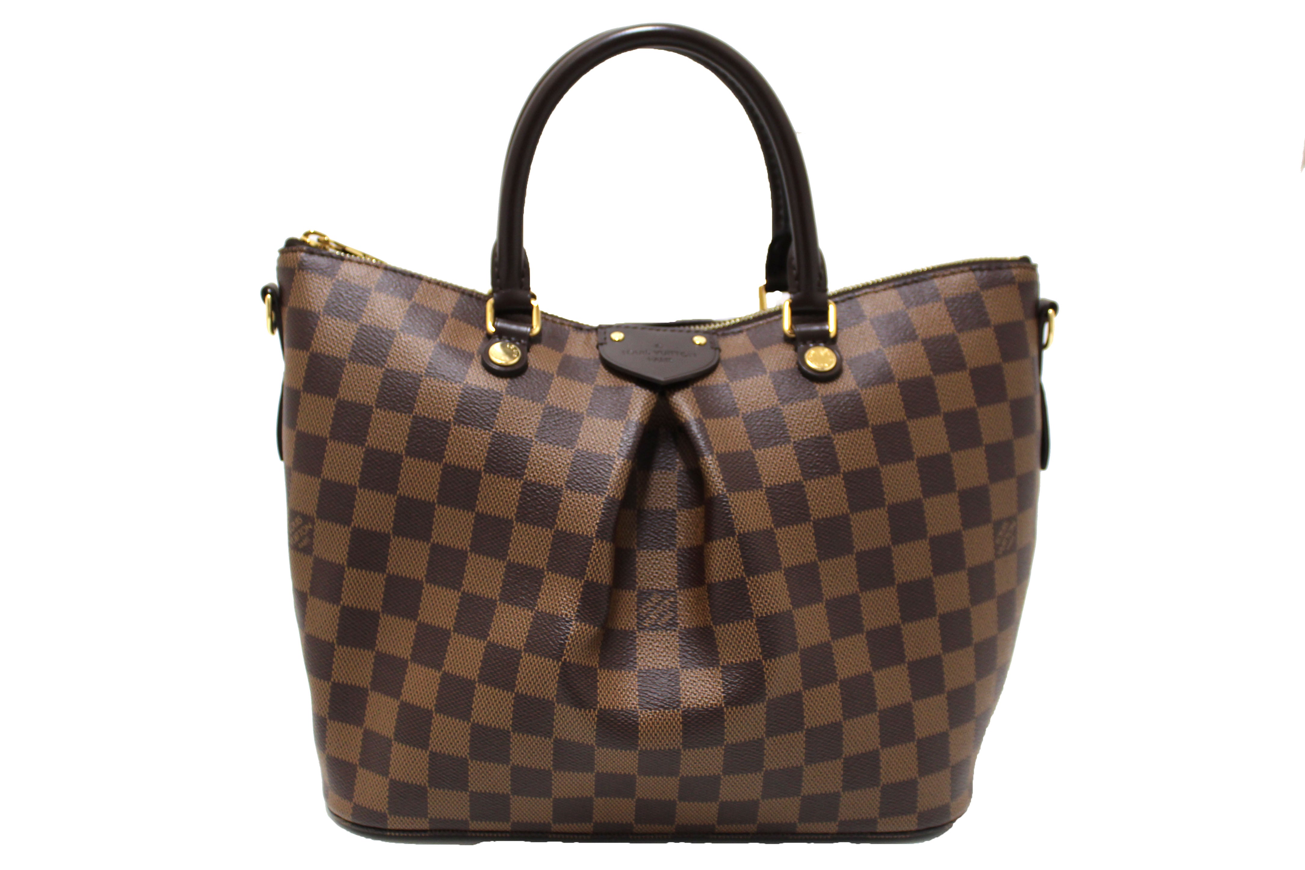Authentic Louis Vuitton Damier Ebene Canvas Siena MM Handbag for Women - Luxury Designer Tote Bag with Shoulder Strap - Perfect for Work, Travel & Everyday Use