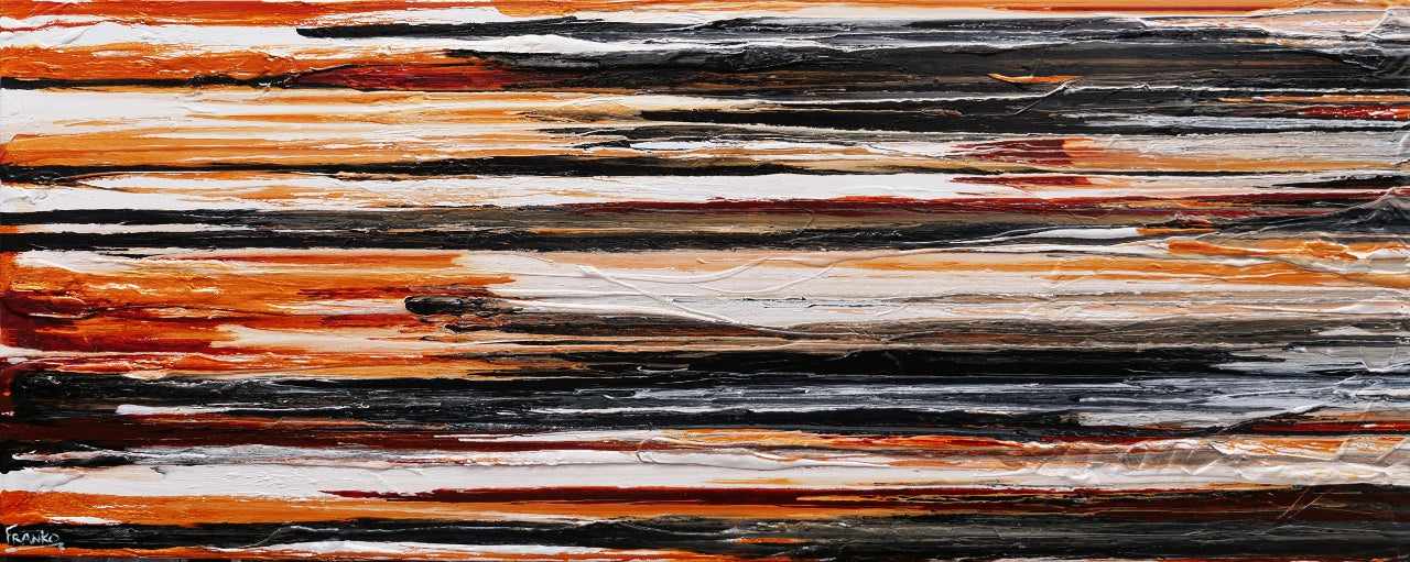 Rusted Landscape Abstract Painting - 200cm x 80cm Black White Brown Textured Wall Art for Living Room, Bedroom & Office Decor | Modern Large Canvas Artwork