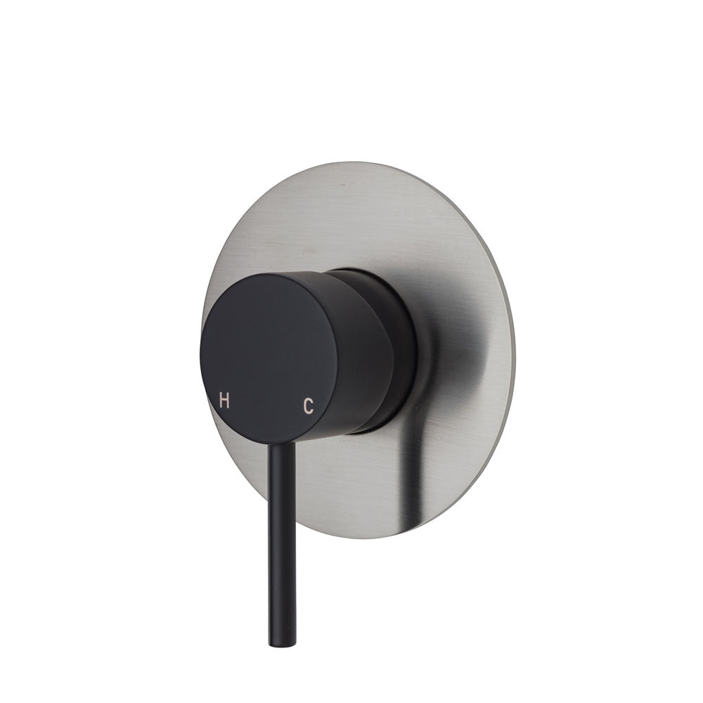 Fienza Kaya Large Round Plate Wall Mixer Faucet - Matte Black Finish for Modern Kitchen & Bathroom Sink