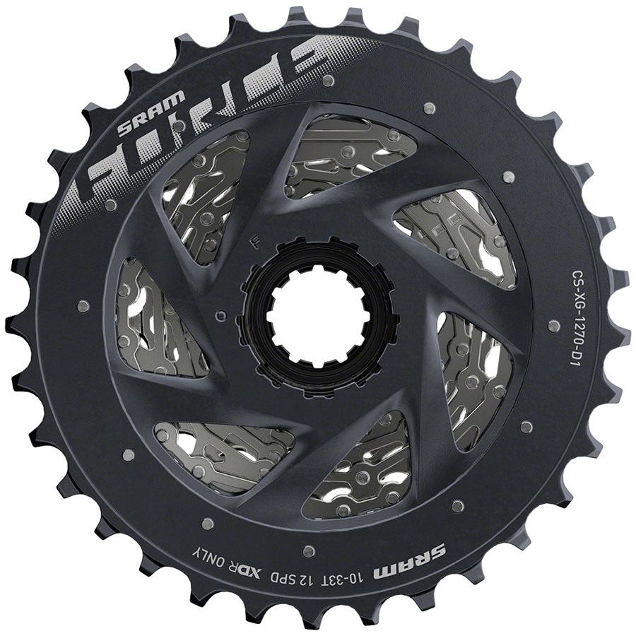 SRAM Force AXS XG 1270 Cassette - 12 Speed 10-33T Silver XDR Driver Body Compatible - High-Performance Drivetrain for Road & Gravel Bikes | Perfect for Racing, Endurance & Adventure Cycling