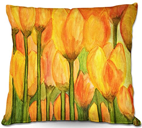 Handmade in USA - Decorative Woven Throw Pillow Cover for Couch & Bed by DiaNoche Designs | Boho Chic Home Decor for Living Room, Bedroom & Bathroom | Tulip Pattern Accent Pillow for Sofa, Chair & Home Styling