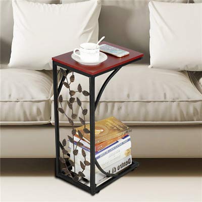 Antique Wood Small Sofa Side Table - End Table, Snack Table, Accent Console & Nightstand for Living Room, Bedroom & Office Use