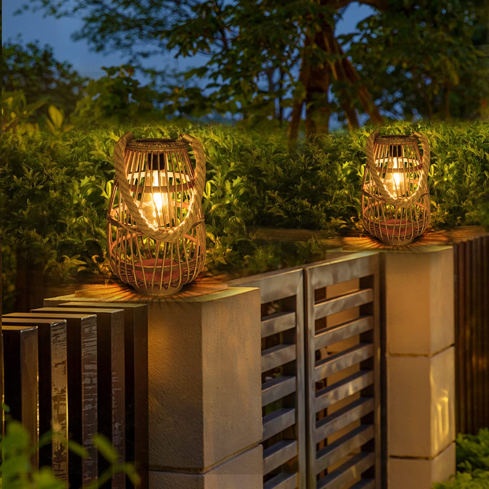 Outdoor Solar Lantern Hanging Lights - Waterproof Rattan Solar Powered LED Garden Lights for Patio, Yard, Wedding & Home Decor | Perfect for Outdoor Parties, Garden Pathways & Evening Ambiance