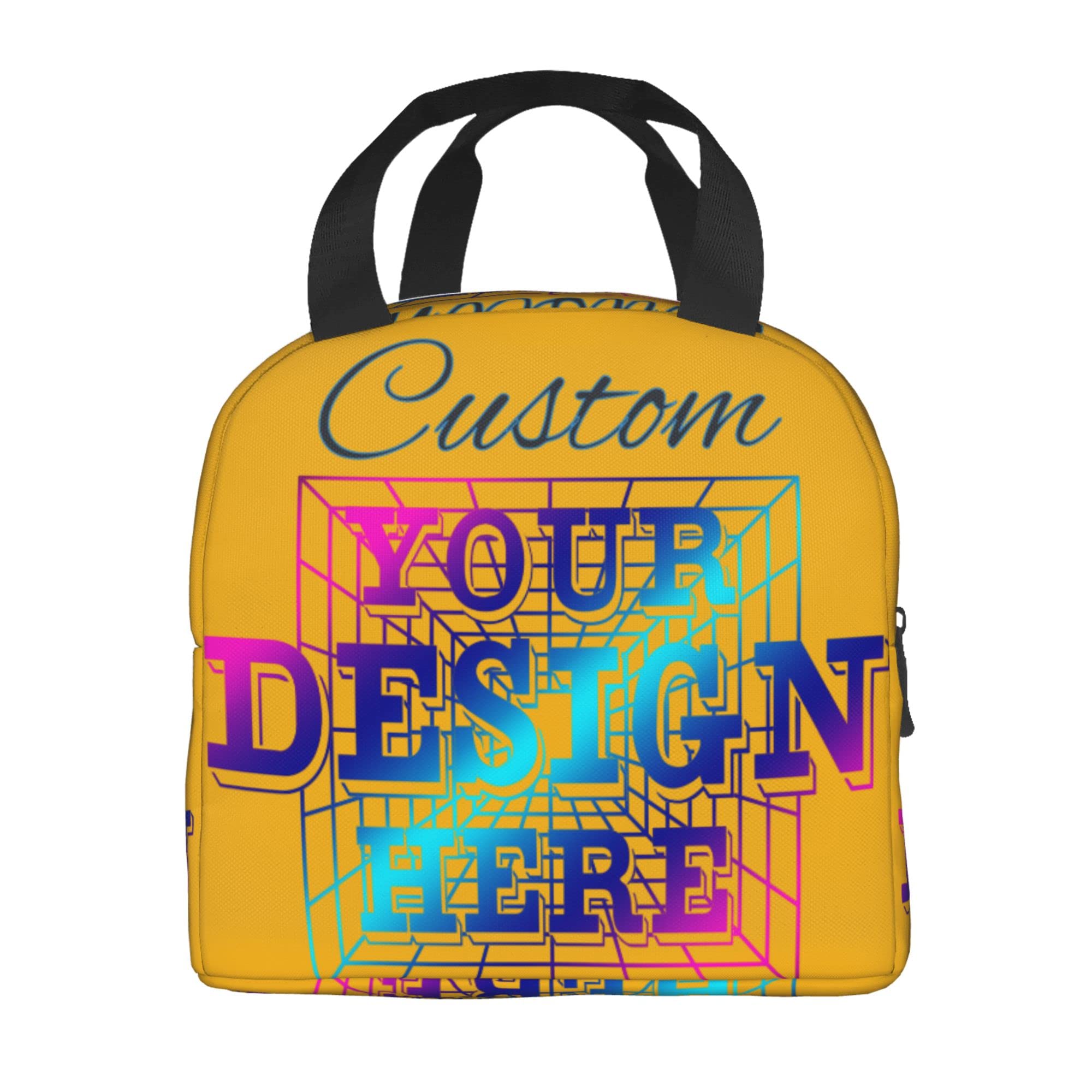 Custom Personalized Lunch Bag - Add Text, Photo & Logo - Insulated Bento Lunch Box for Work, School & Picnics - Eco-Friendly & Reusable