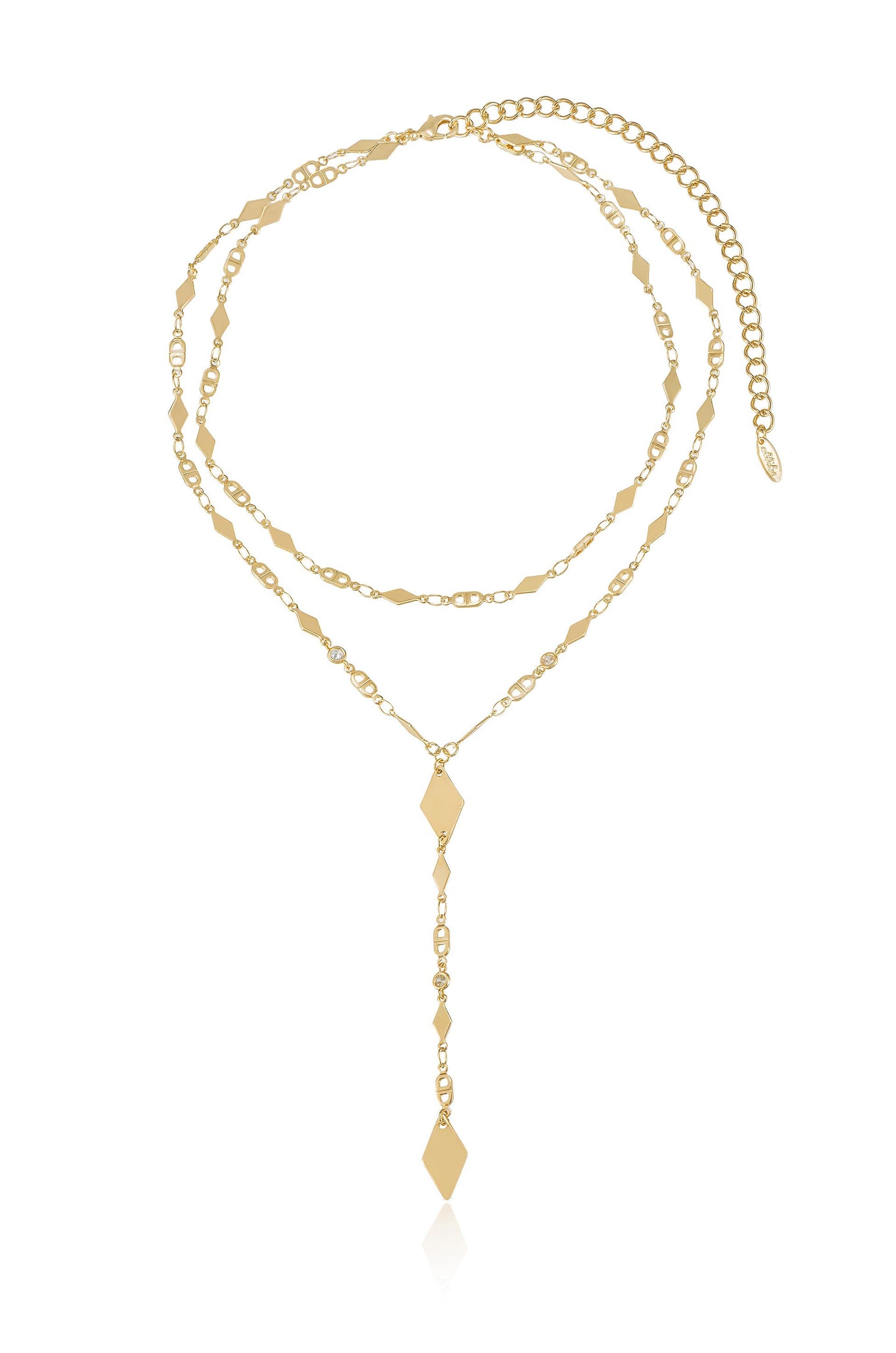 Augustine Layered Lariat Necklace - Elegant Gold Plated Dainty Chain for Women | Perfect for Date Night, Office Wear & Special Occasions