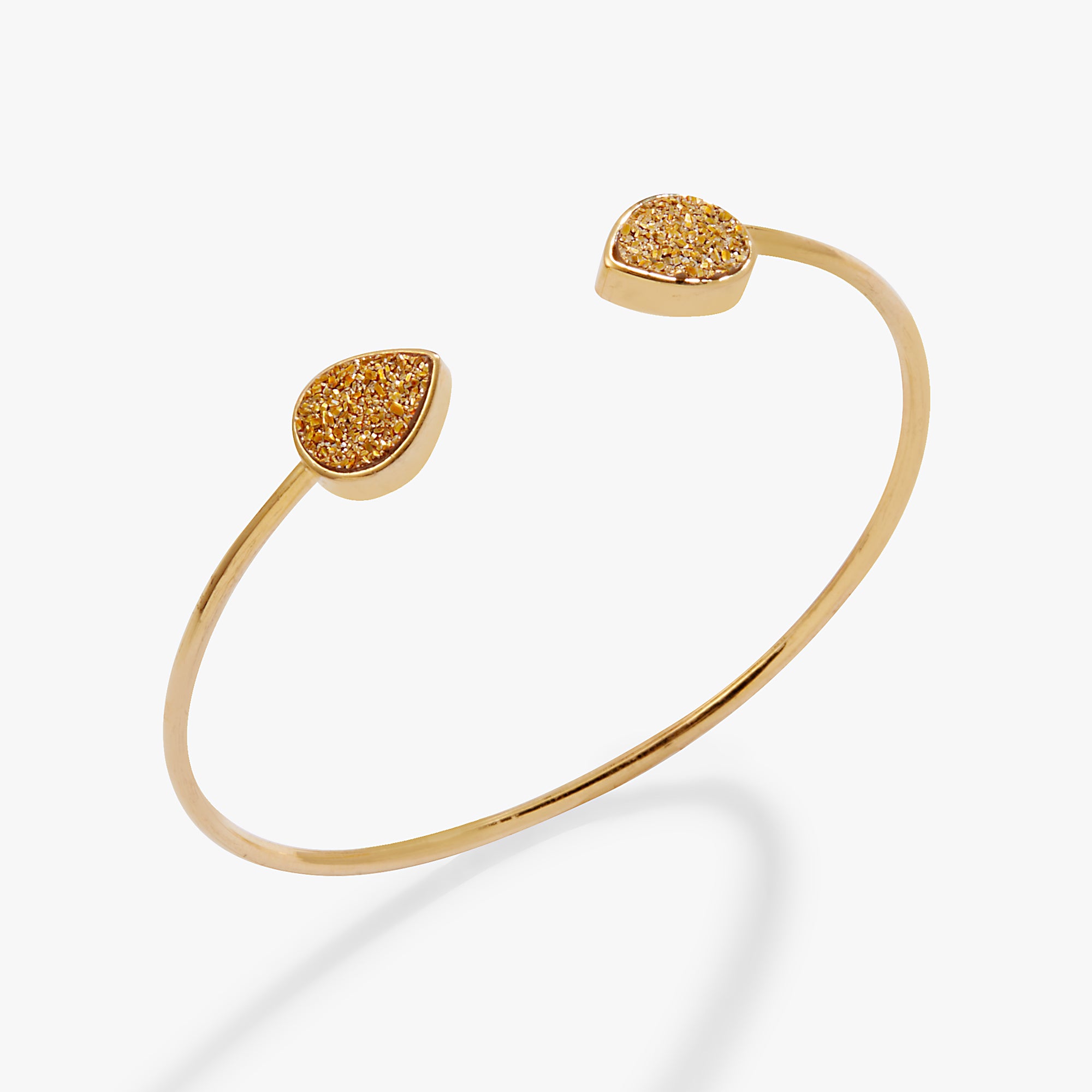 Sparkling Gold Druzy Flex Cuff Bracelet for Women - Elegant Adjustable Crystal Jewelry for Parties, Weddings & Special Occasions