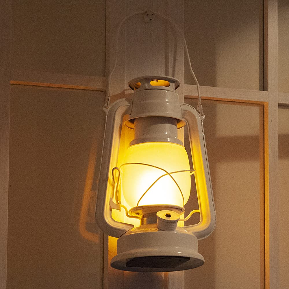 Vintage Style LED Hurricane Lantern - Warm White Battery Operated Camping Lantern with Dimmer Switch, 12 LEDs, Antique Metal Hanging Light for Indoor, Outdoor, Emergency, Garden, Patio, and Camping Use