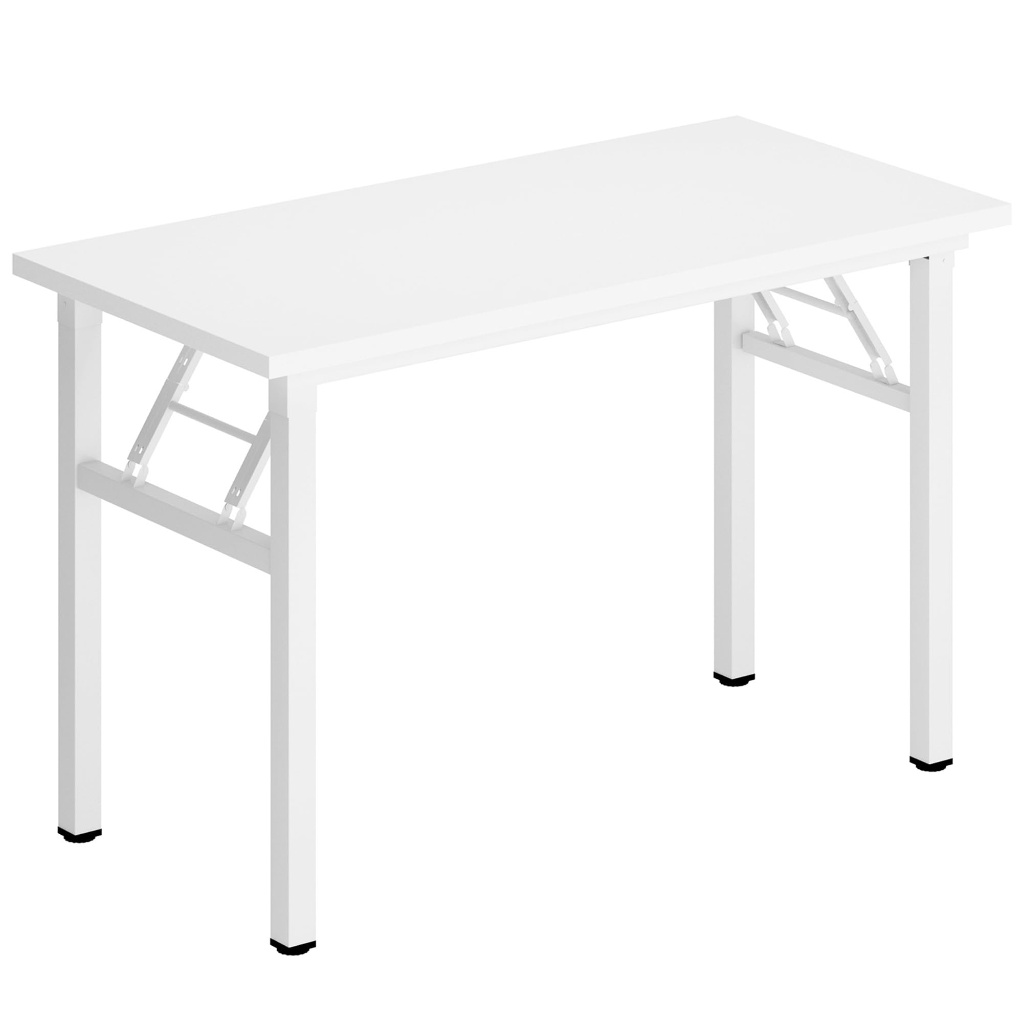 DlandHome 31.5 Inch Folding Computer Desk - Compact Home Office Desk with White Frame, No Assembly Required, Space Saving Writing Table for Small Spaces | Perfect for Apartments, Dorm Rooms & Home Offices
