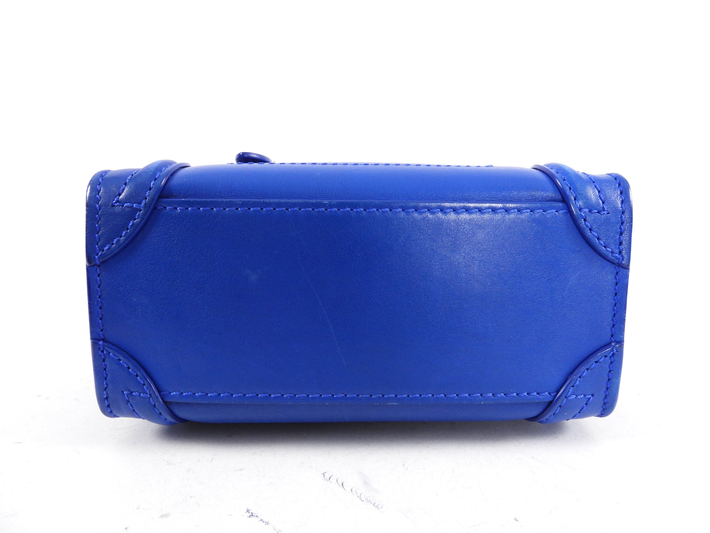 Céline Blue Leather Nano Luggage Tote Crossbody Bag for Women | Luxury Designer Handbag for Work, Travel & Everyday Use