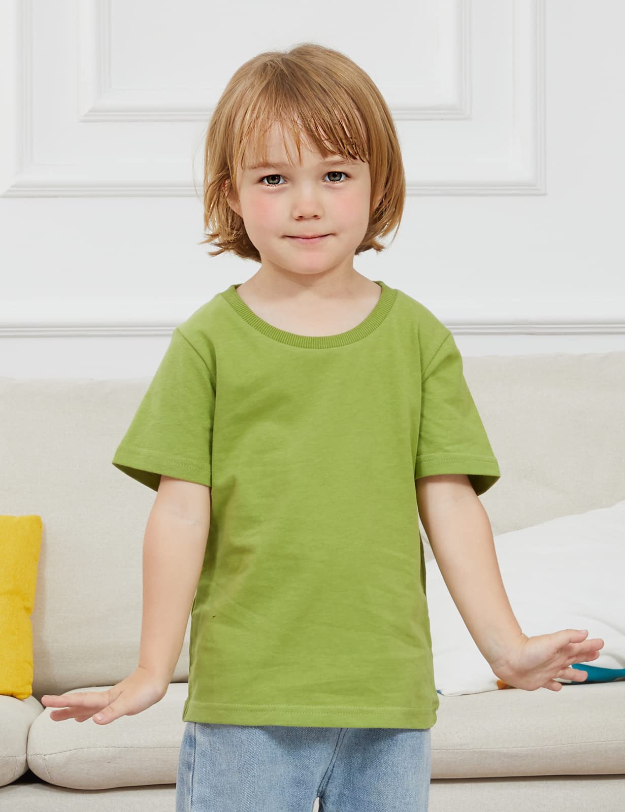 COSLAND Boys' 100% Cotton Heavyweight Short Sleeve Crewneck T-Shirt - Soft & Durable Casual Tee for Everyday Wear, School, Playdates & Outdoor Activities