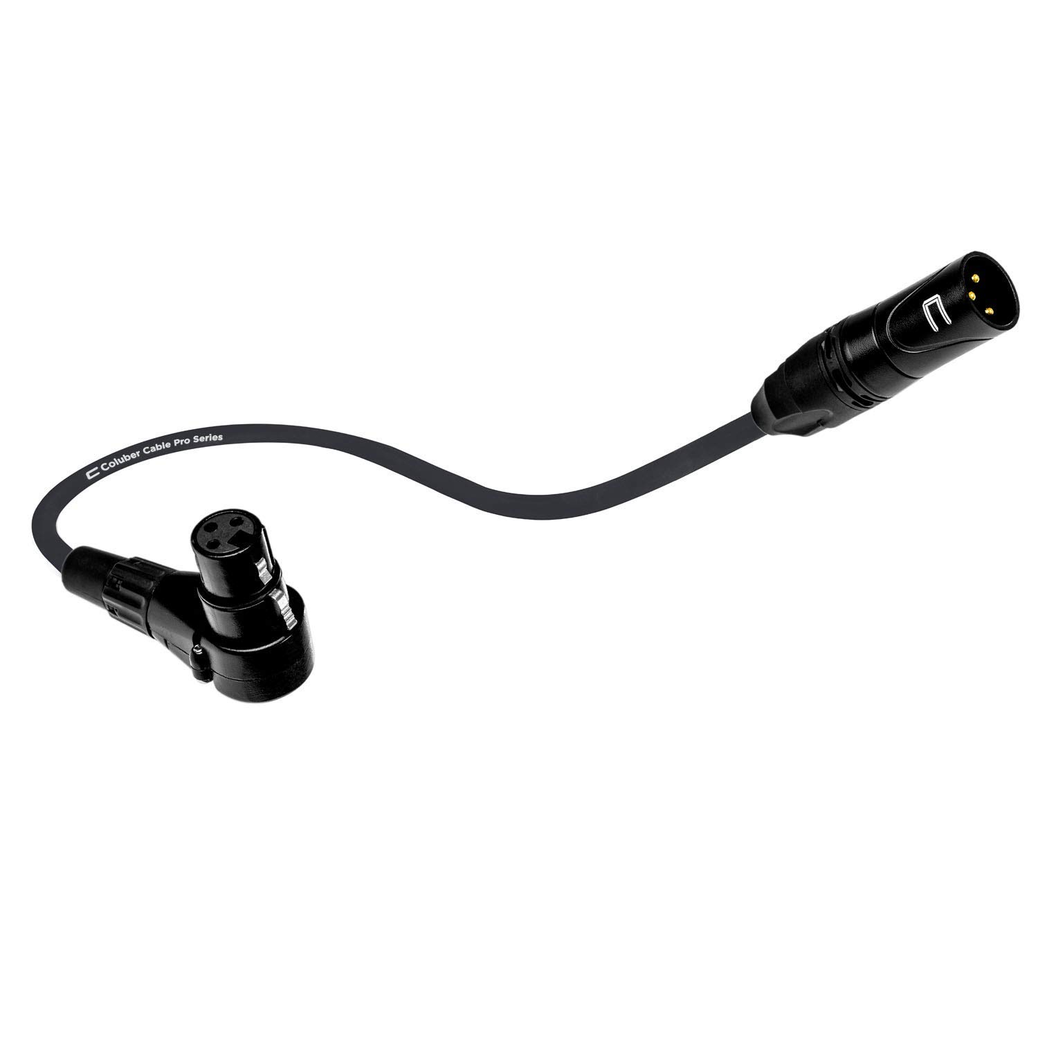 Professional 35ft Black Balanced XLR Cable - Male to Right Angle Female 3-Pin Microphone Connector for Powered Speakers, Audio Interface & Mixer - Perfect for Live Performances, Studio Recording & DJ Setups