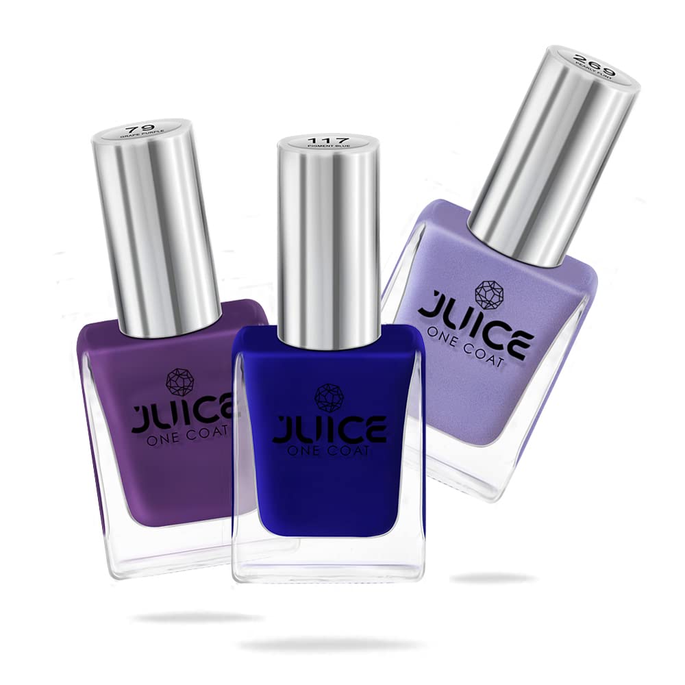 JUICE 3-in-1 Quick Dry Long Lasting Nail Polish Set - Chip Resistant, High Gloss Gel Finish with F&D Approved Colors - Perfect for Salon, Home Manicures & Special Occasions