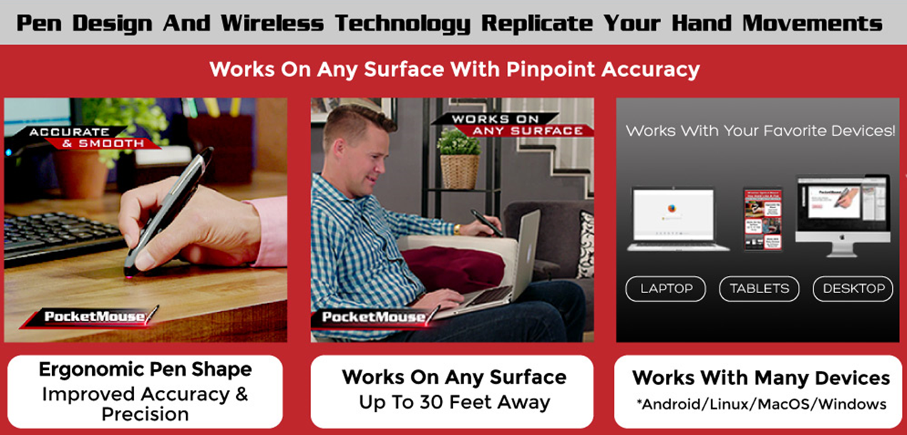 Wireless Pocket Mouse - Portable USB Optical Mouse for Laptop, Notebook & PC - Perfect for Travel, Office & Home Use