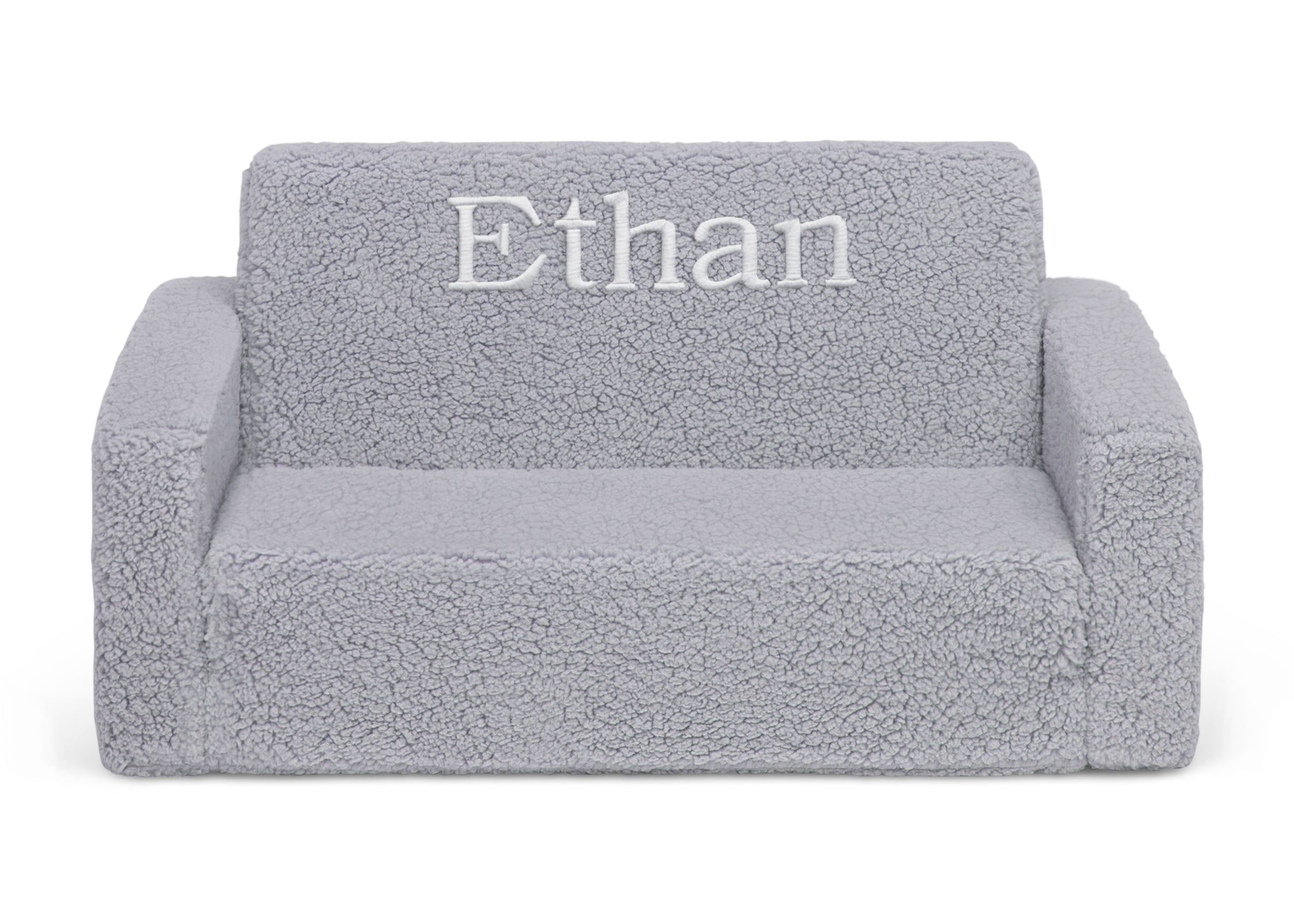 Personalized Cozee Flip Out Sherpa 2-in-1 Convertible Sofa to Lounger for Kids - Soft & Comfy Children's Furniture for Playroom, Bedroom or Nursery