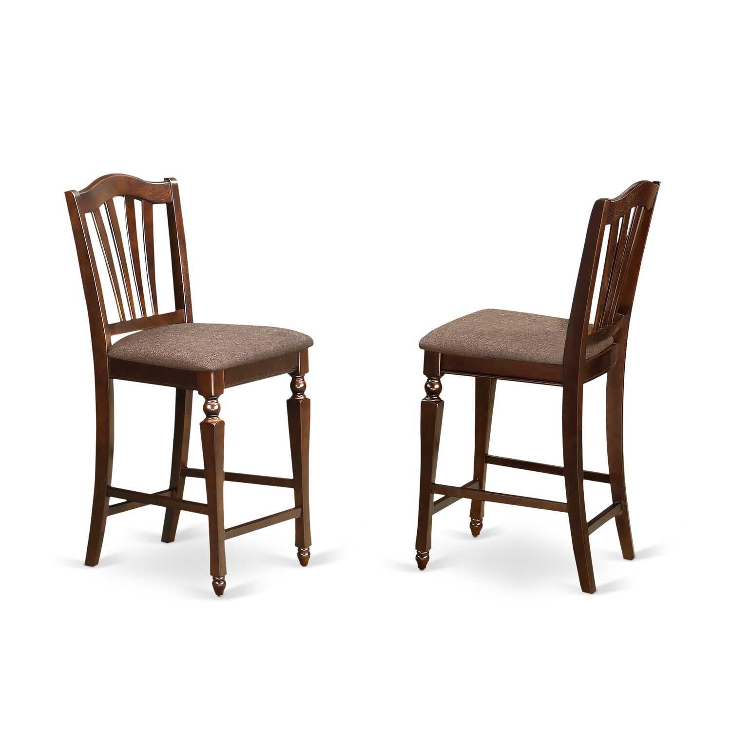 East West Furniture Chelsea Stools with Upholstered Seat - 24 Inch Bar Height Counter Stools for Kitchen Island, Breakfast Nook & Home Bar - Set of 2 Modern Stools with Padded Seat