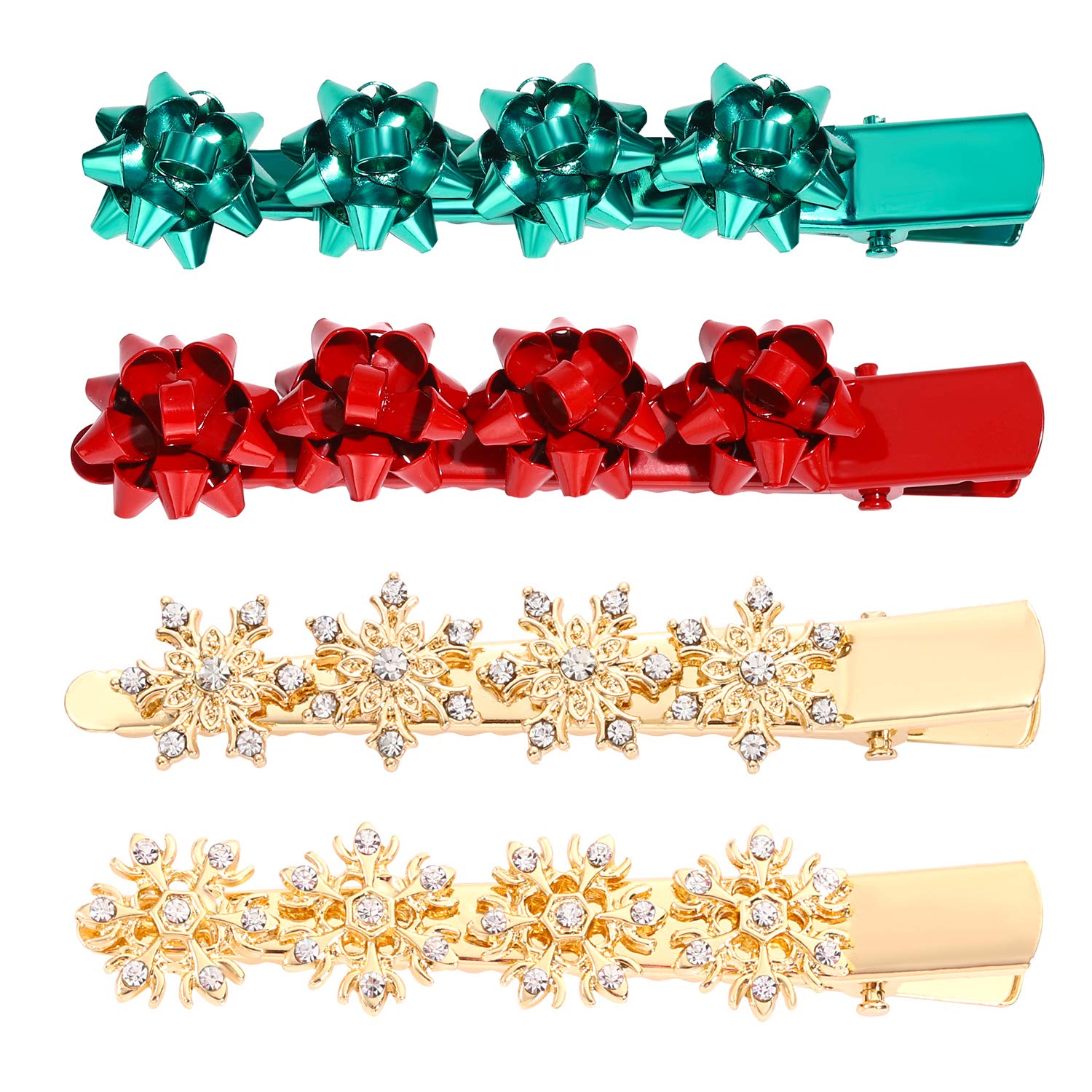 Sparkling Rhinestone Snowflake Bow Hair Clip for Women - Christmas Holiday Party Hair Accessories - Perfect for Winter Celebrations, Weddings, and Festive Gatherings