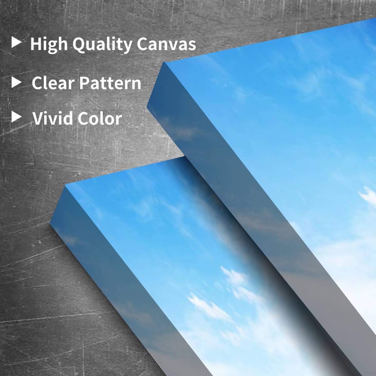 Blue Sky and White Clouds Soft Focus Canvas Wall Art - 3 Panel Landscape Paintings for Living Room & Bedroom Decor - Nature Inspired Home Wall Decor Posters | Perfect for Zen Spaces, Office Relaxation & Nursery Wall Decoration