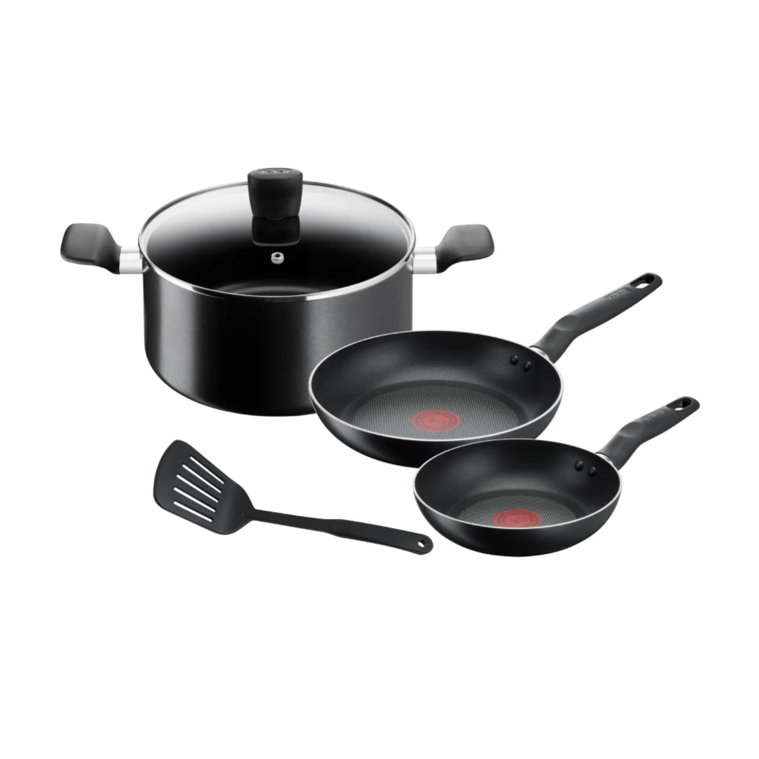 Tefal Super Cook Non Stick 3-Piece Cookware Set with Spatula - Perfect for Frying, Sauteing & Everyday Cooking in Modern Kitchens