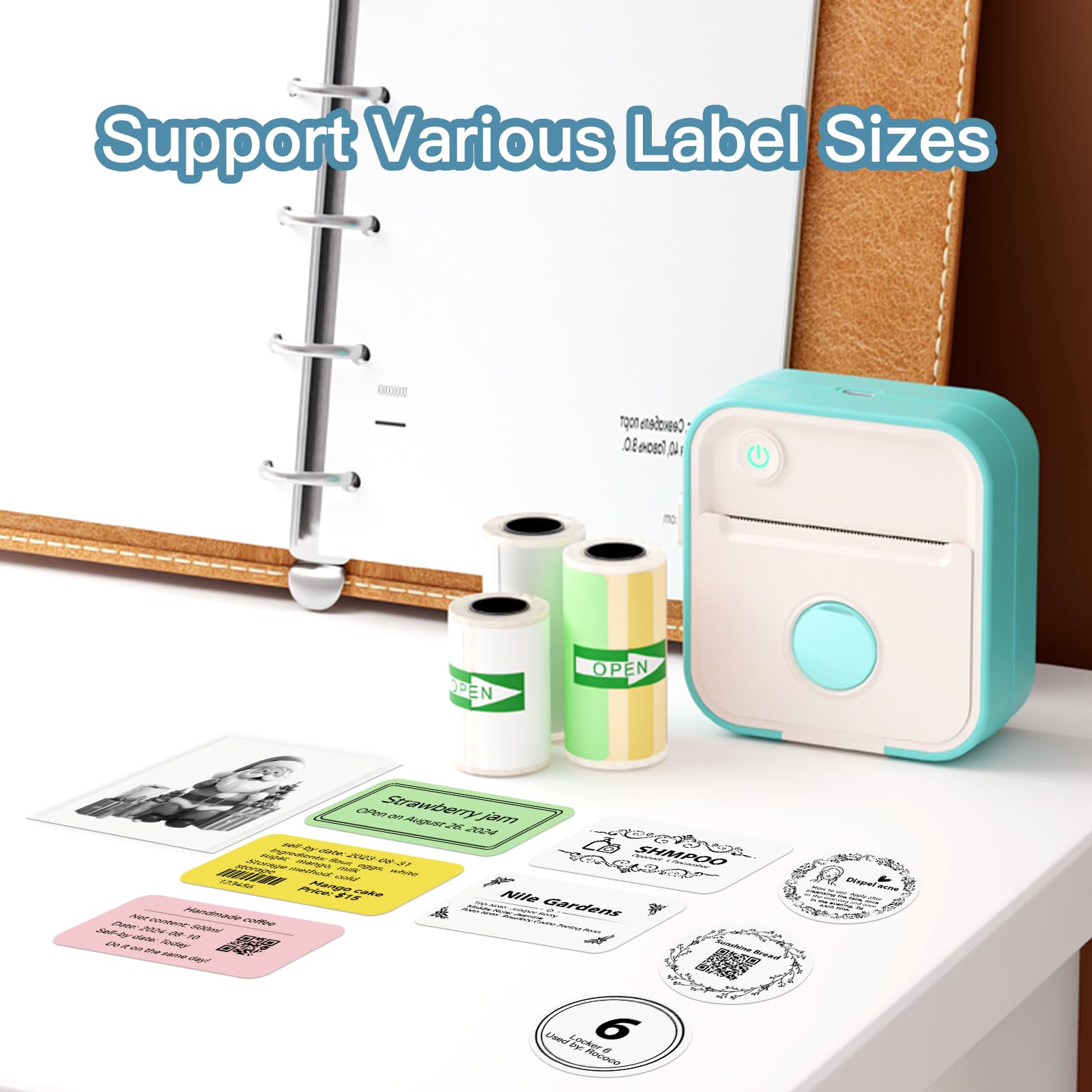 Portable Label Maker Machine with Tape - Mini Thermal Label Printer for iOS & Android | Sticker Maker for School, Home & Office Organization | Perfect for Photos, Notes & DIY Projects